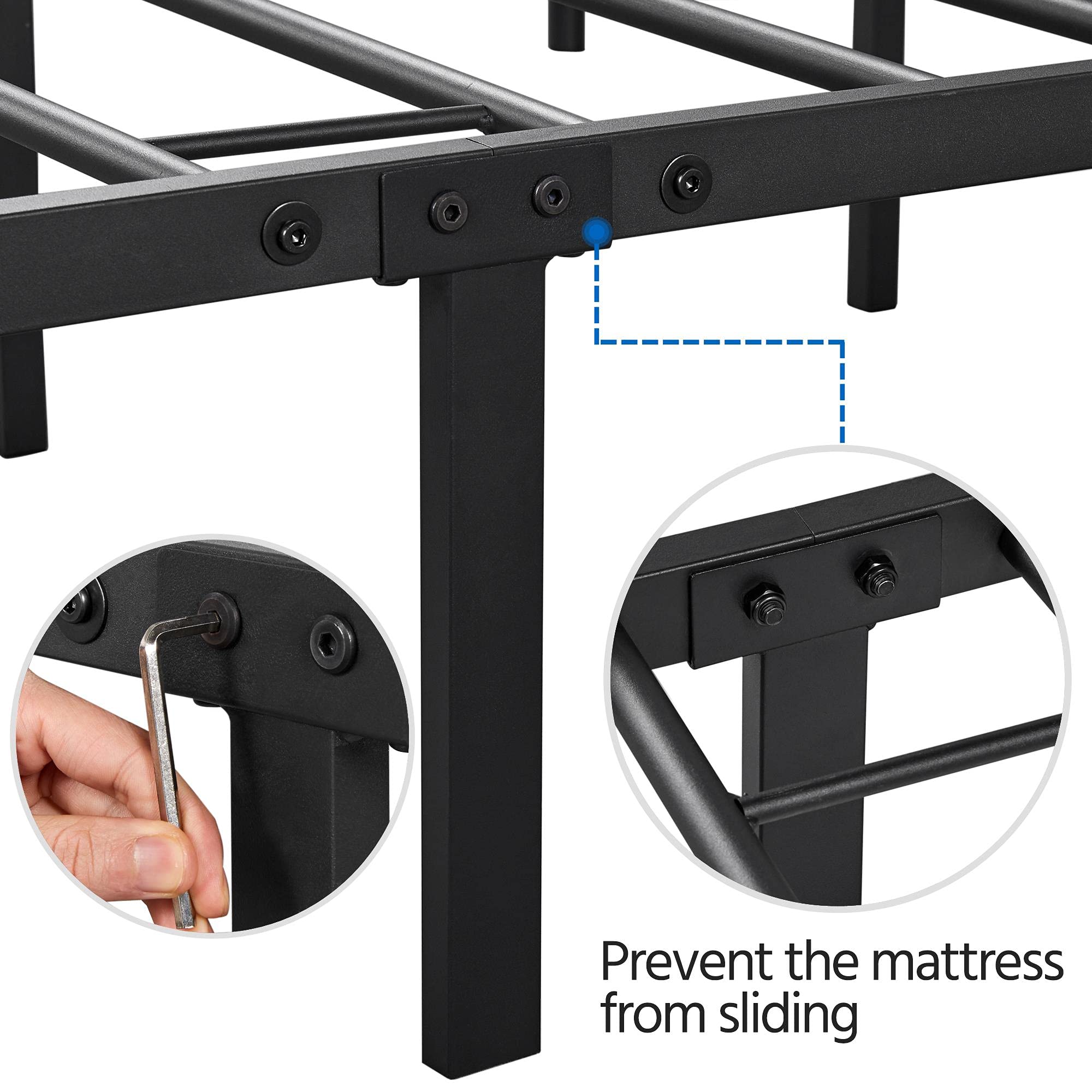 Yaheetech 3ft Single Metal Bed Frame with Headboard - Sturdy Iron Platform Bed for Bedrooms, 32cm Ground Clearance, Black | Perfect for Small Spaces, Guest Rooms & Kids' Bedrooms