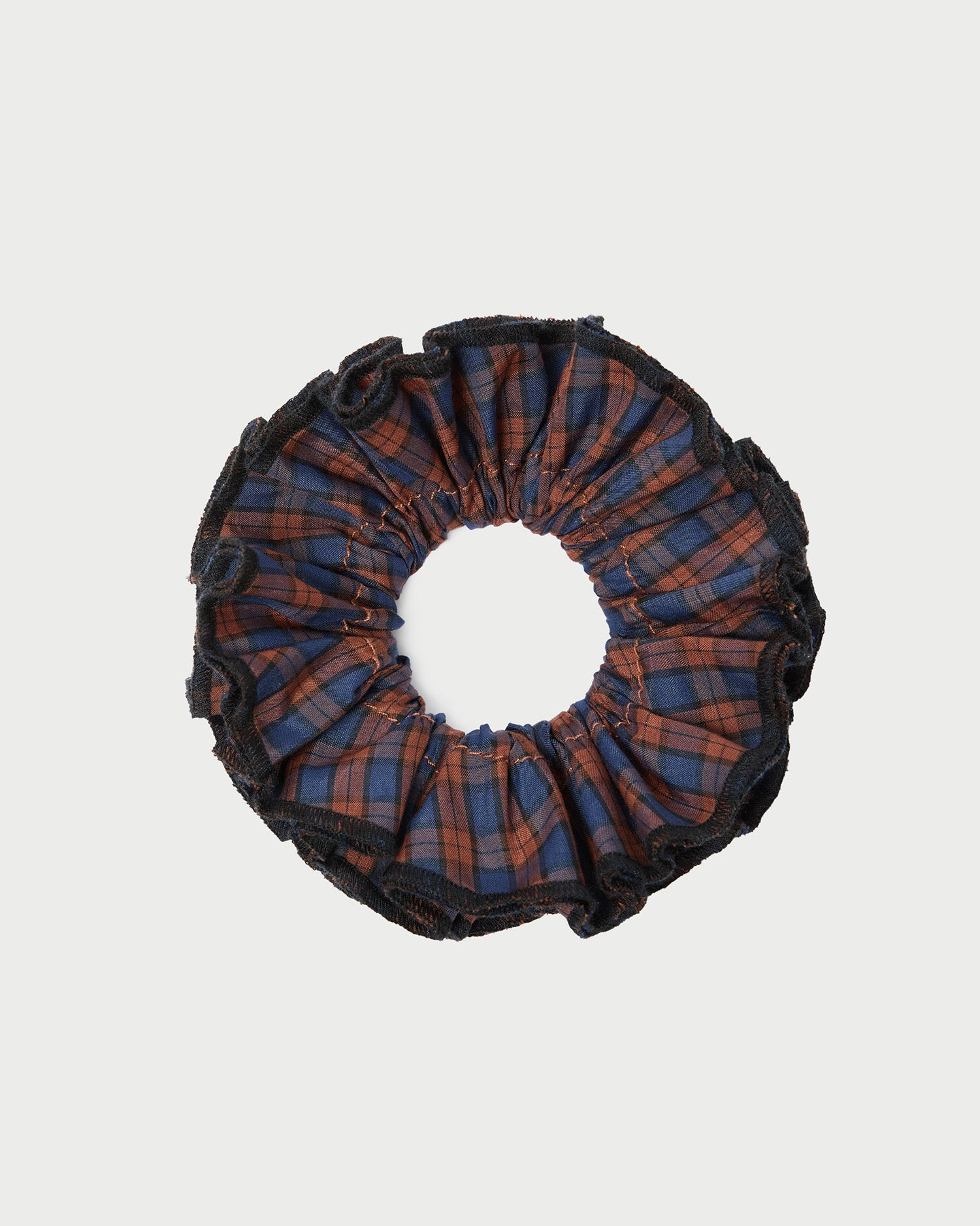 Felice Navy & Rust Plaid Scrunchie Hair Tie - Soft Elastic Hair Accessories for Women & Girls - Perfect for Workouts, Yoga, Office & Everyday Use