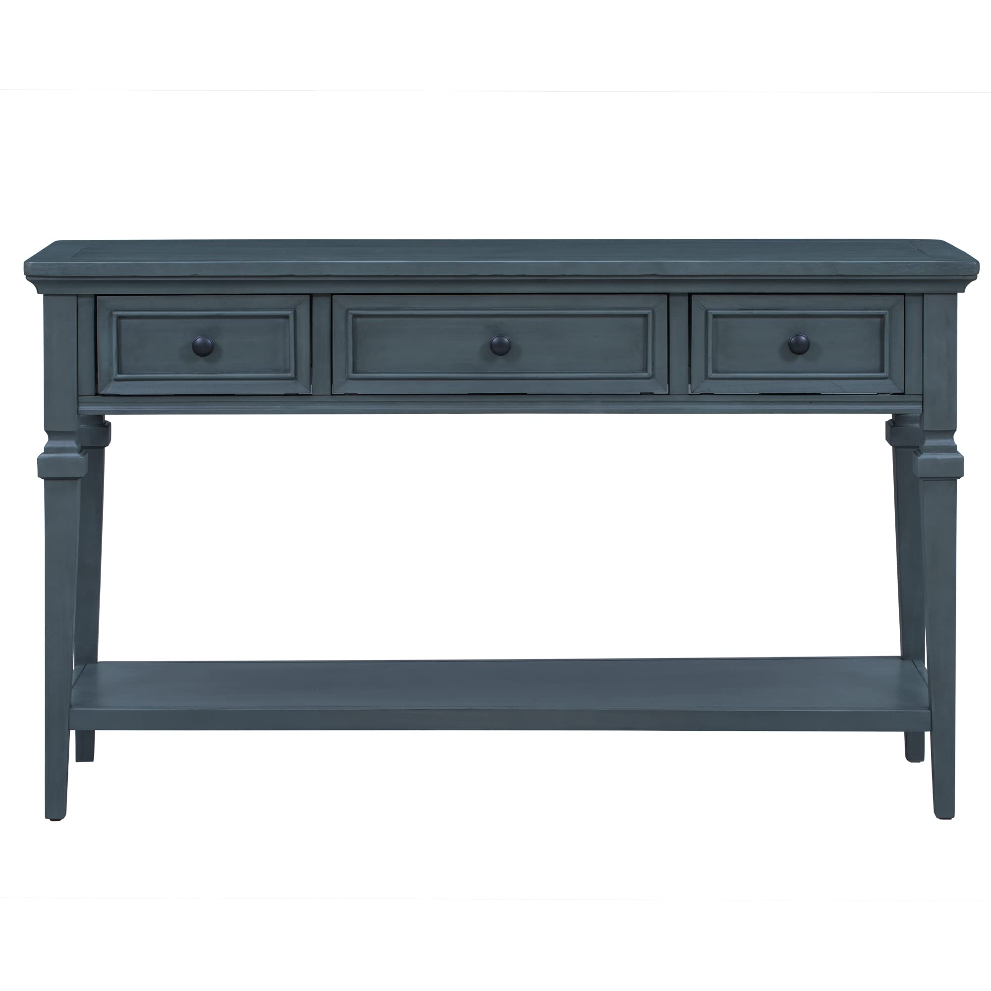 Merax Long Entryway Console Table with 3 Storage Drawers & Bottom Shelf - Navy Blue Sofa Table for Hallway with Pine Wood Frame & Sturdy Legs - Perfect for Small Space Organization & Home Decor