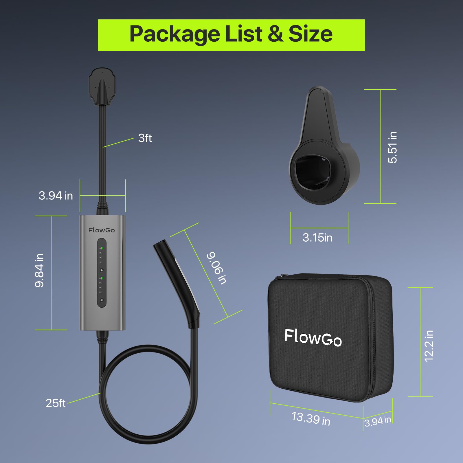 Tesla Level 2 EV Charger 40A 240V NACS with 14-50 Plug & 25FT Cable | 9.6KW Portable Charging Station | Adjustable 15-40A Current | Compatible with Model 3/S/Y/X | Home & Travel Electric Vehicle Charging Solution
