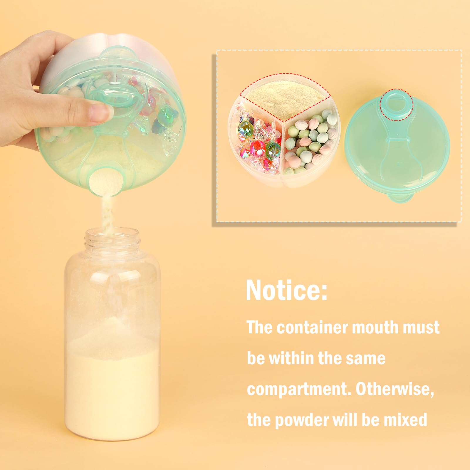 Accmor 3-Compartment Baby Formula Dispenser - Portable Non-Spill Powder Container with Rotating Lid for Infant Travel - Perfect for On-the-Go Feeding, Snack Storage & Diaper Bag Organization