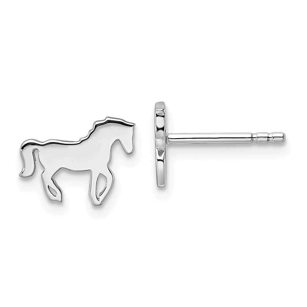 Sterling Silver Rhodium-Plated Horse Stud Earrings for Women | Elegant & Durable Jewelry Gift for Her | Perfect for Parties, Weddings & Everyday Wear