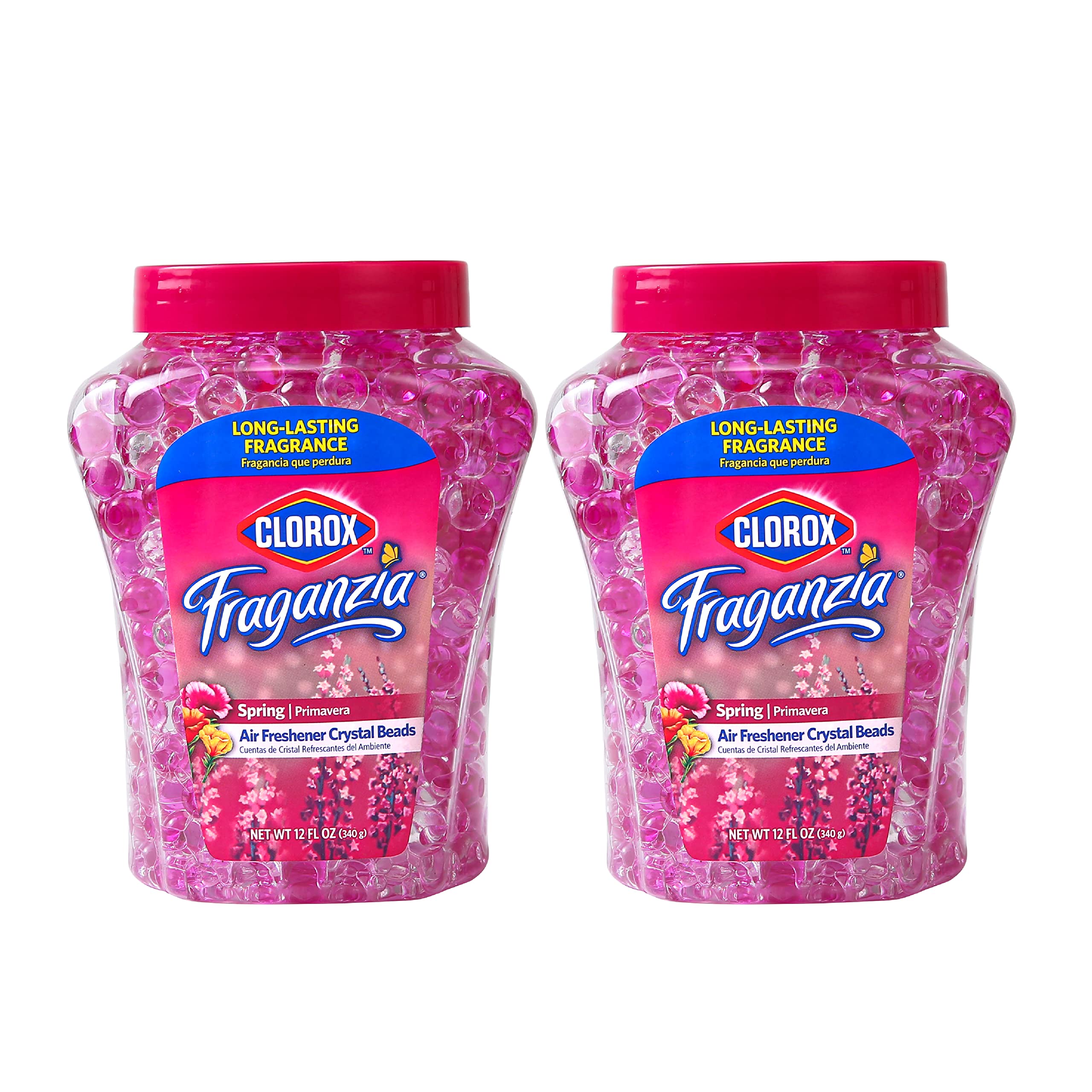 Clorox Fraganzia Crystal Beads Air Freshener Value Pack - Long-Lasting Spring Scent Gel Beads for Home, Bathroom & Car | 12 oz Twin Pack (24 oz Total) | Eliminates Odors in Small Spaces, Closets & Pet Areas