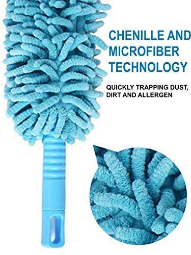 **Larrito Gallery Flexible Microfiber Cleaning Duster with Extendable Rod - Home, Car & Fan Dusting Tool - Lightweight & Reusable for Ceiling Fans, Vents & Hard-to-Reach Areas**