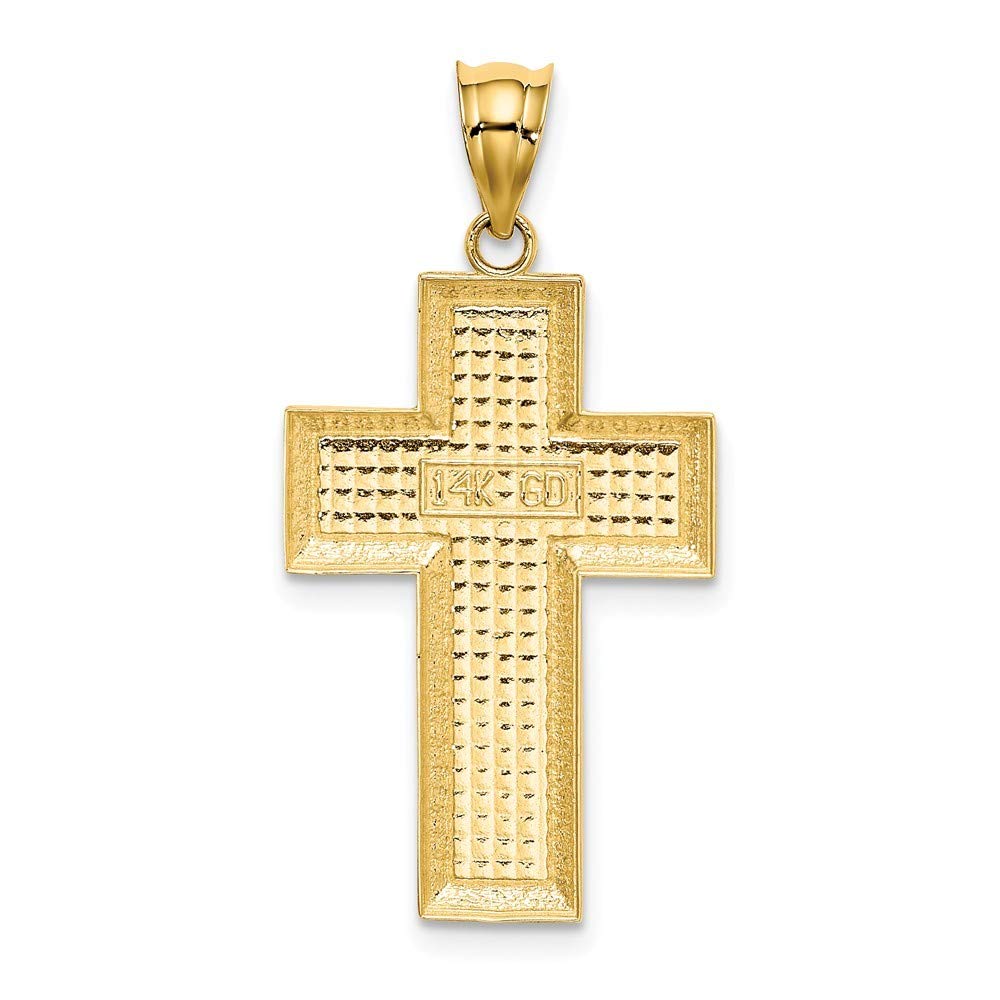 14K Yellow Gold Cross Pendant - Polished & Textured Religious Jewelry for Men & Women | Perfect for Gifts, Baptism, Weddings & Everyday Wear