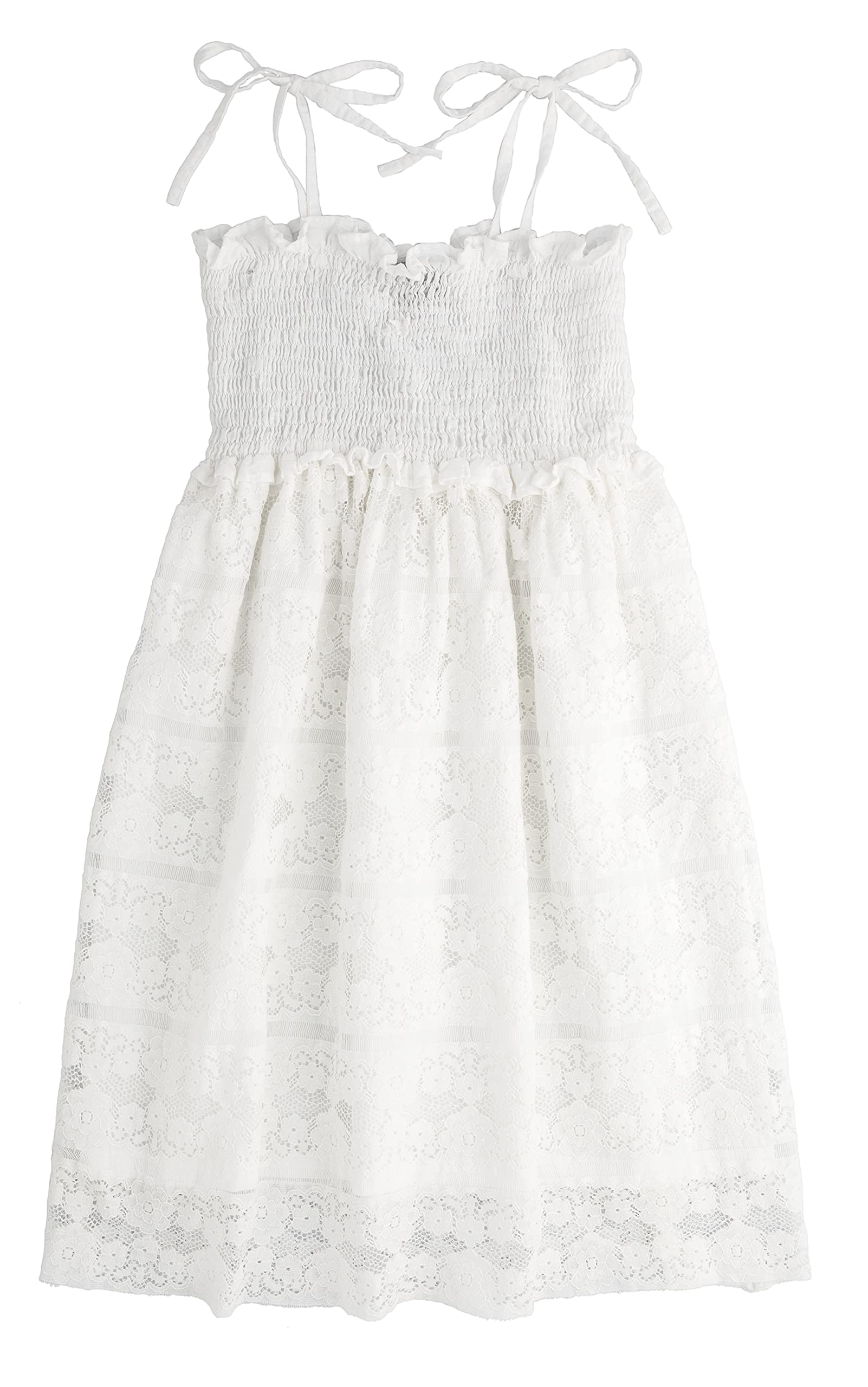 Vintage White Lace Midi Dress for Girls - Floral Embroidery Kids Party Dress (Toddler/Big Kids) | Perfect for Birthday Parties, Weddings & Special Occasions
