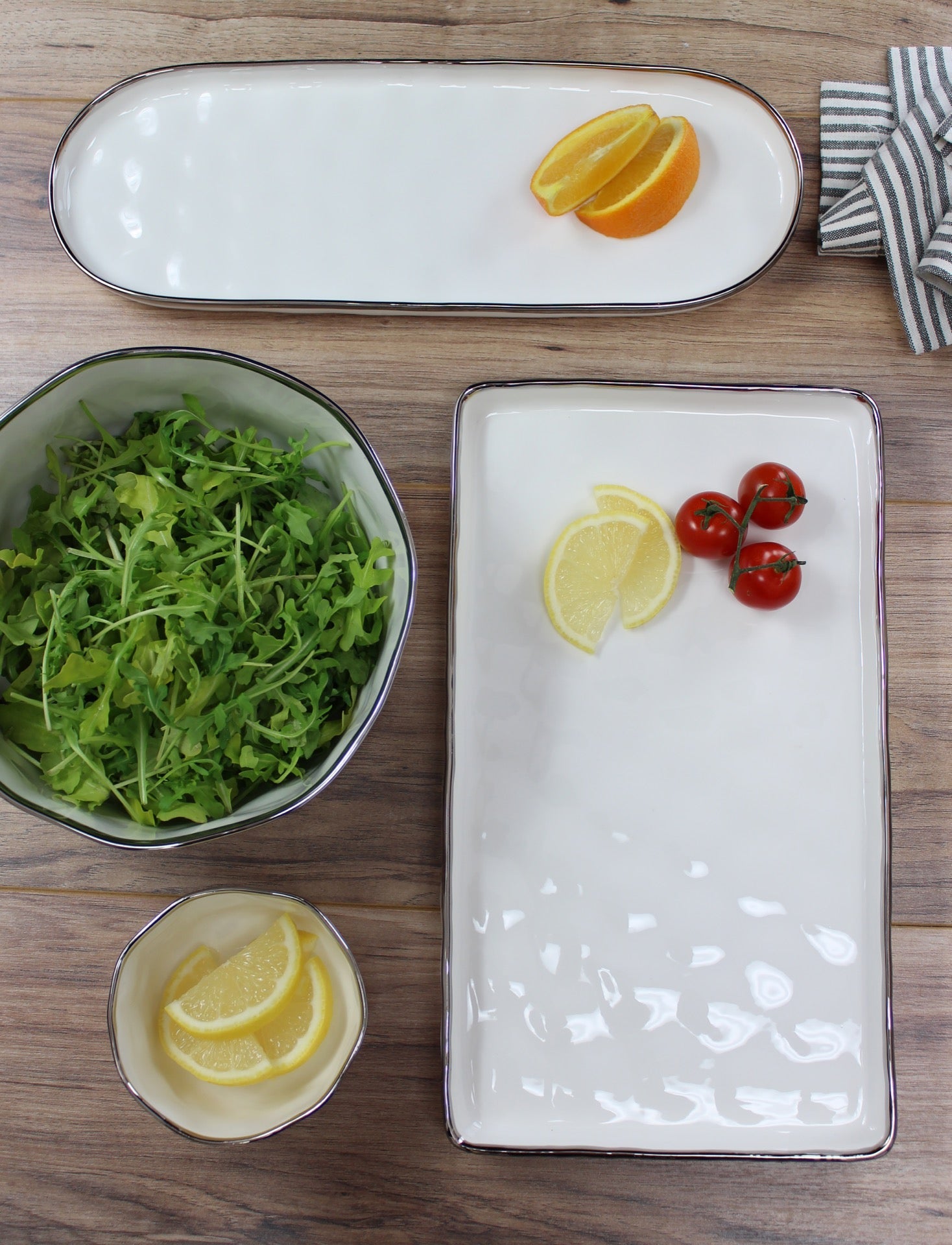 Bianca White and Silver Rectangular Tray - Elegant Serving Tray for Dining, Bathroom Decor, or Jewelry Display - Perfect for Home Decor and Gift Giving