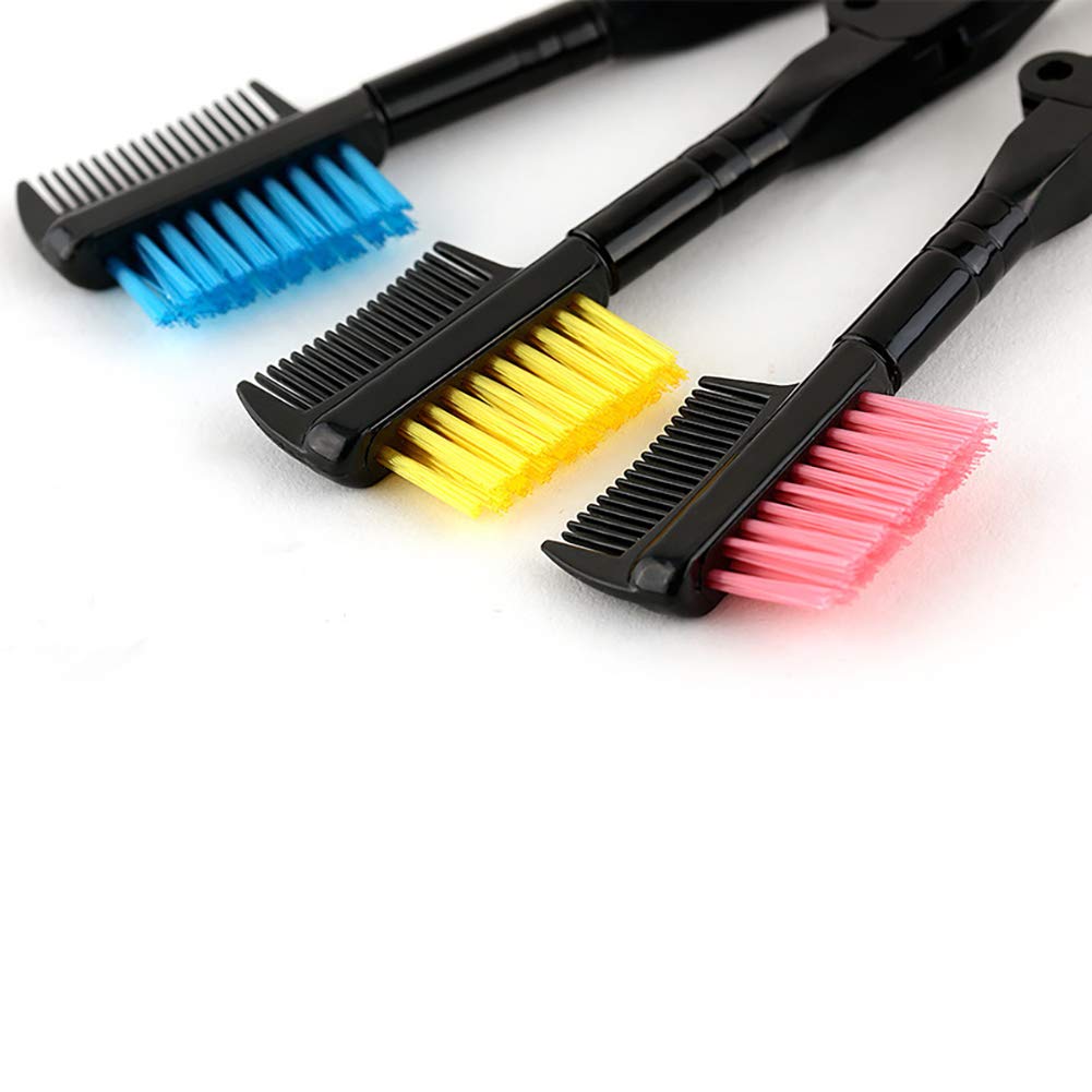 2 in 1 Brow Brush & Eyelash Comb - Foldable Double Head Eyelash Defining Brush for Perfect Brows & Lashes (Pink) - Ideal for Makeup Artists & Home Beauty Kits
