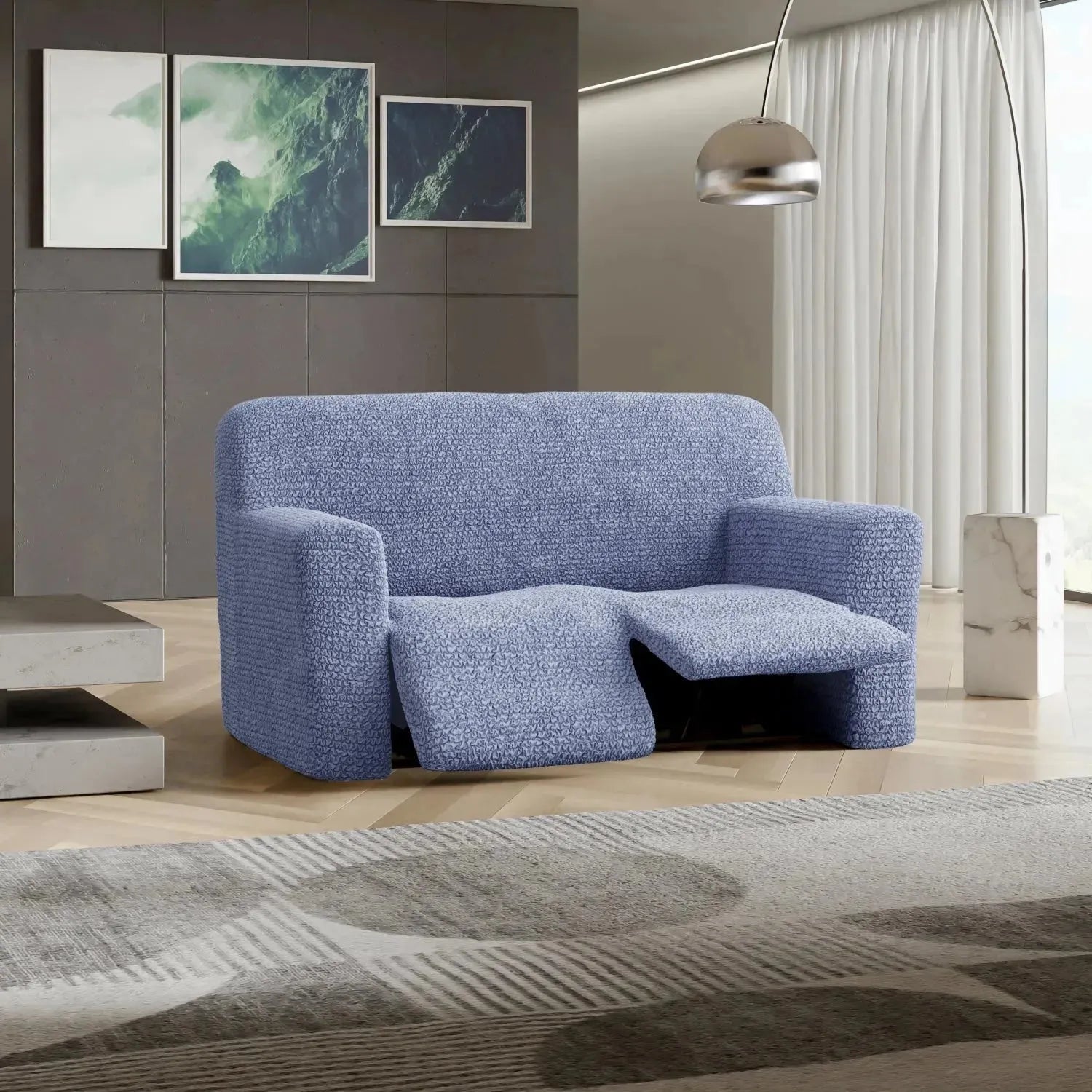 2 Seater Recliner Slipcover - Microfiber Sofa Cover Protector for Living Room Furniture, Stretchable & Washable - Perfect for Pets, Kids & Daily Use