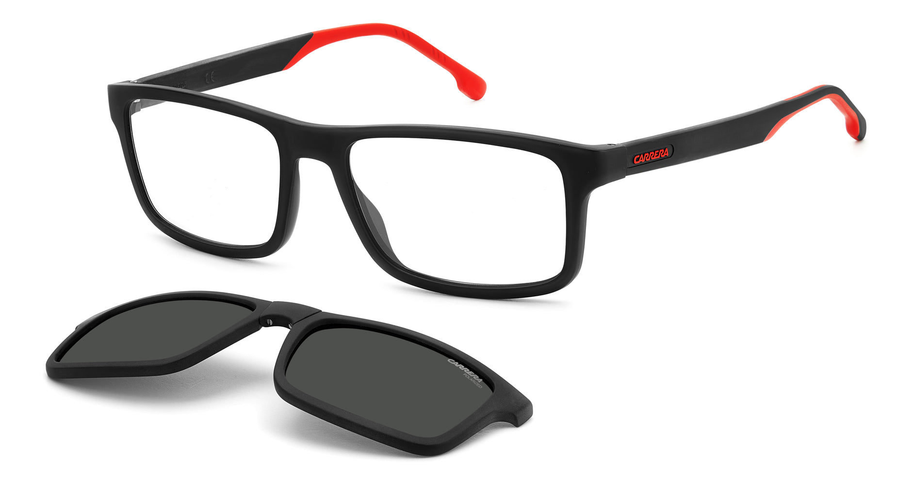 Carrera 8057/CS Clip-On Sunglasses - Polarized UV Protection for Men & Women - Perfect for Driving, Running, and Outdoor Sports