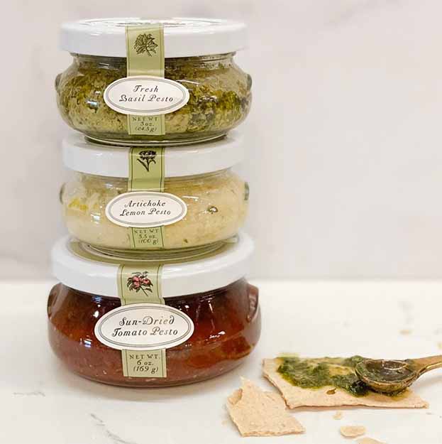 Authentic Classic Pesto Sauce Trio Set - Traditional Italian Basil Pesto, Sun-Dried Tomato & Walnut Pesto - Perfect for Pasta, Pizza & Gourmet Cooking