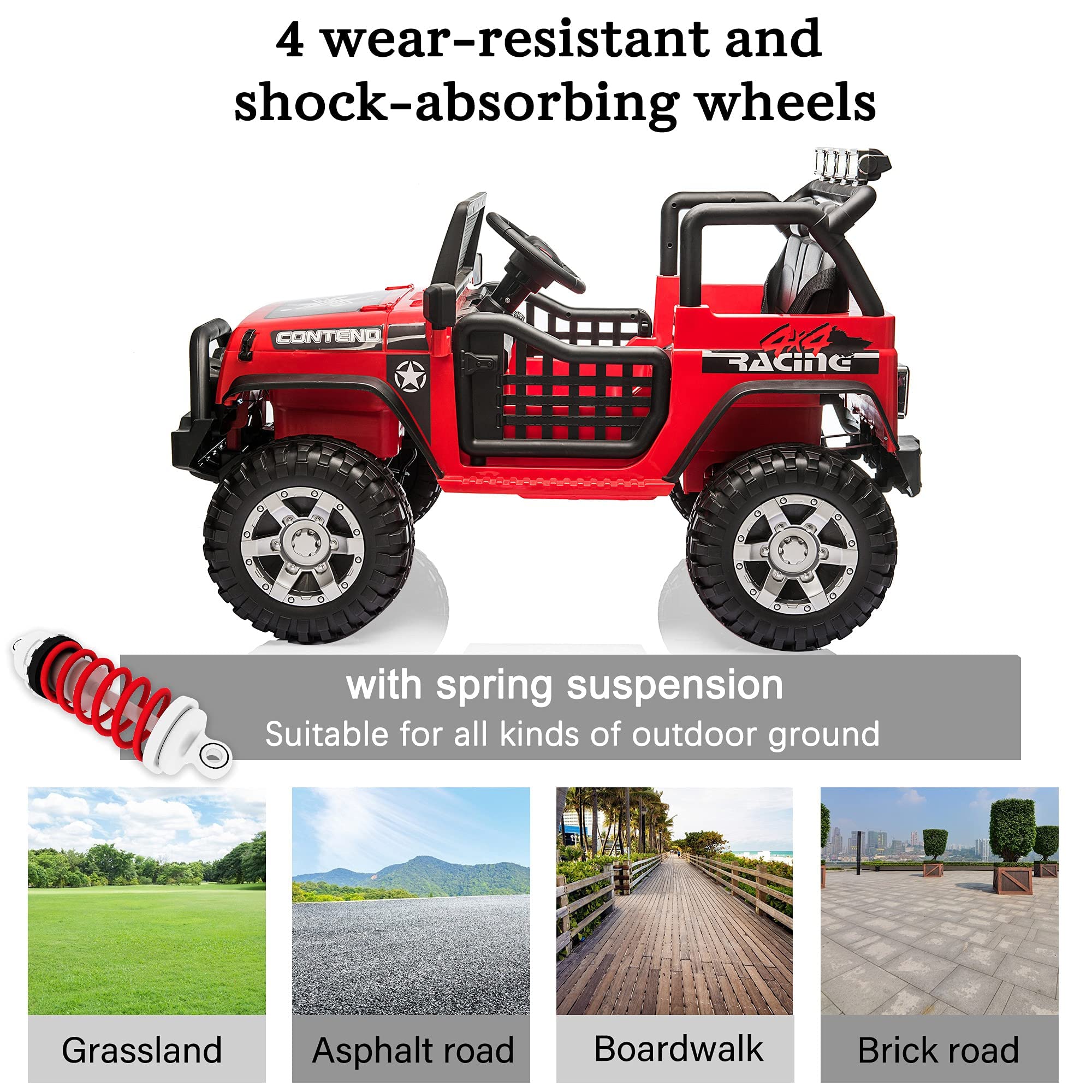 COLOR TREE 12V Kids Electric Ride On Truck - 2 Seater Off-Road Vehicle with Parent Remote Control, Bluetooth Music, LED Lights & Spring Suspension | Battery Powered Toy Car for Boys & Girls | Perfect for Backyard Play, Birthday Gifts & Outdoor Adventures