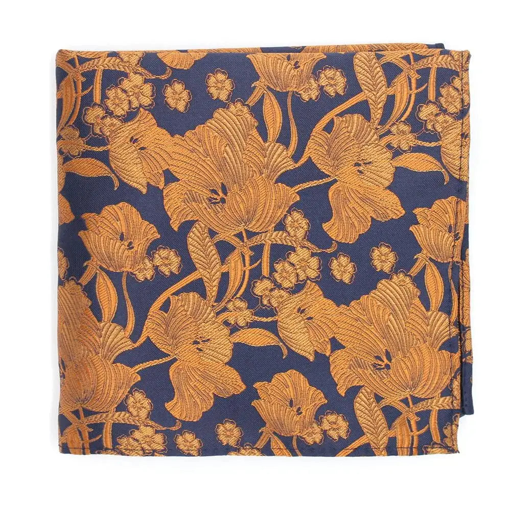 LA Smith Structured Floral Pocket Square - Premium Silk Handkerchief for Men's Suits - Perfect for Weddings, Business Meetings & Formal Events