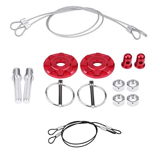 AKOZON CNC Aluminum Alloy Racing Hood Pin Lock Kit - Universal Red Hood Pins for Car Enthusiasts | High-Performance Hood Security for Sports Cars & Custom Builds