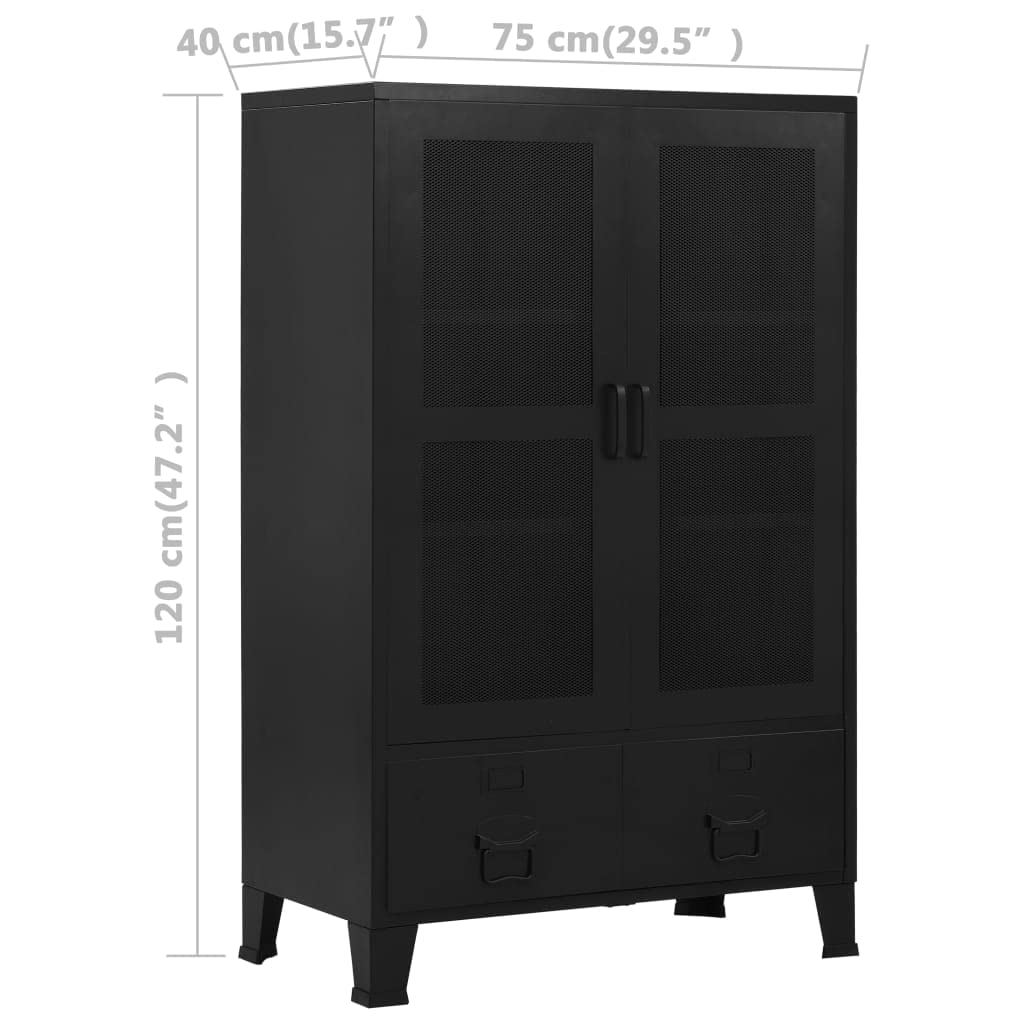 3-Tier Metal Storage Cabinet with Mesh Doors - Industrial Black Steel Filing Cabinet for Office, Home, School & Studio (29.5