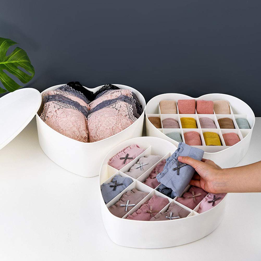 Cabilock 3-Piece Compartment Organizer Box - Drawer Storage for Panties, Socks & Underwear - White Plastic Desk & Closet Organizer - Perfect for Bedroom, Office & Travel Organization