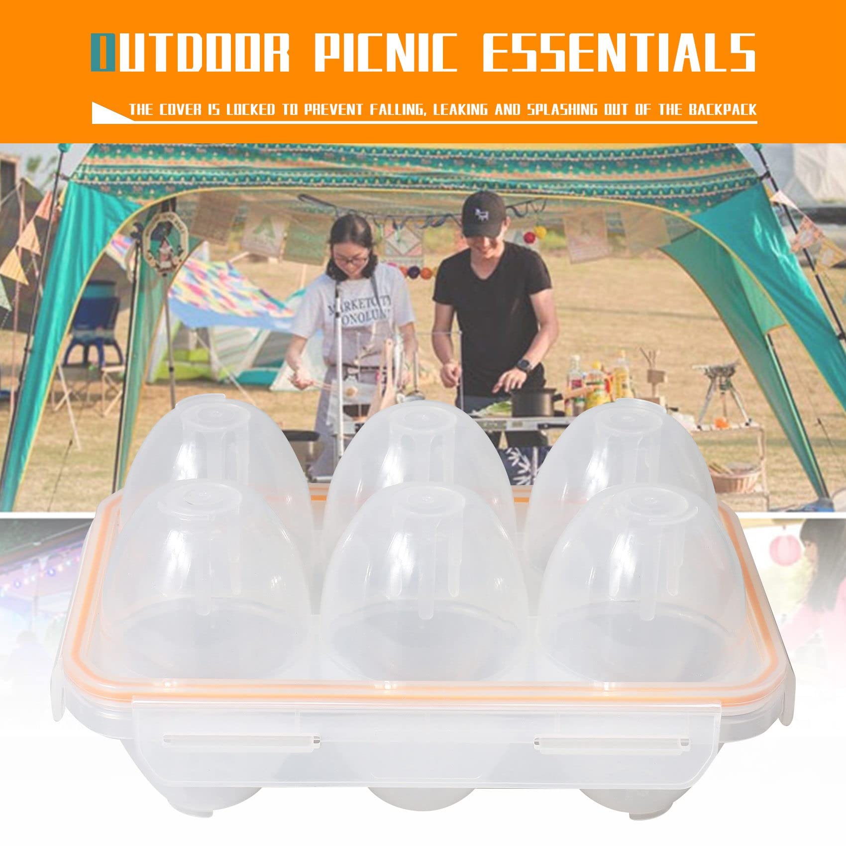 Shockproof & Leakproof Portable Egg Container for Camping - 6 Egg Storage Case Holder - Perfect for Outdoor Adventures, Picnics & Travel