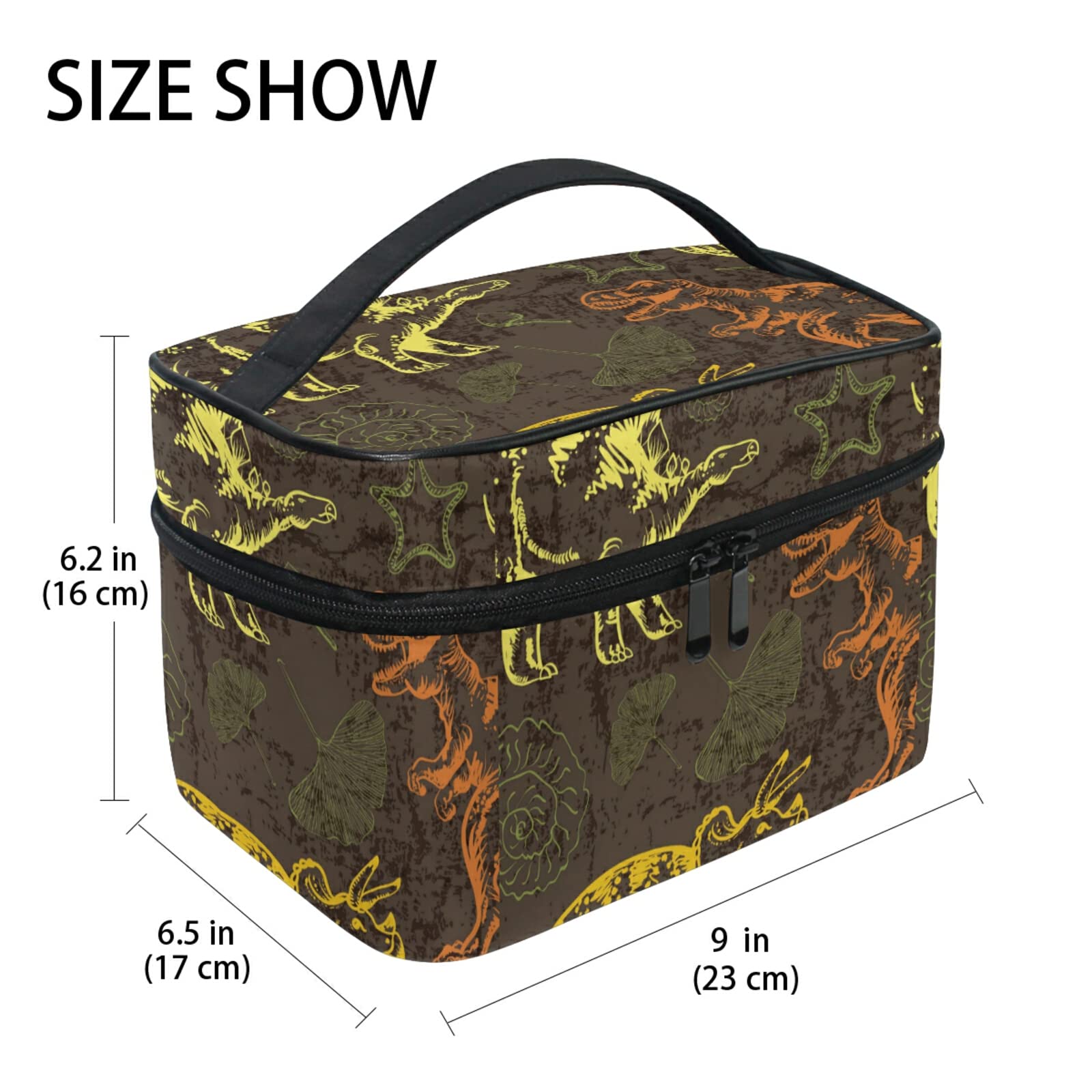 Cute Cartoon Dinosaur Makeup Bag for Women - Waterproof Cosmetic & Toiletry Travel Organizer - Perfect for Travel, Gym, and Daily Essentials Storage