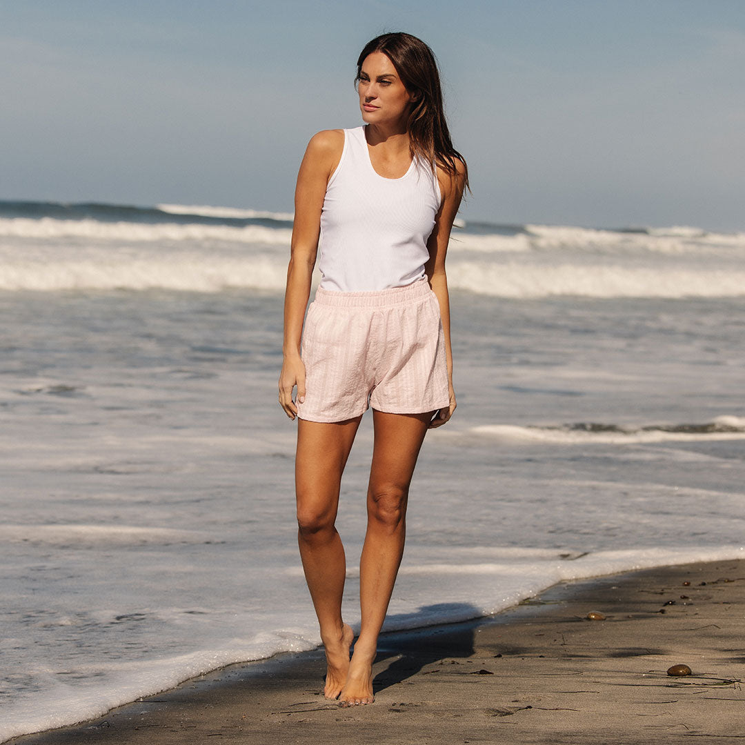 Stylish Cabana Shorts for Women - Soft Pink Kiss Color | Perfect for Beach, Pool, and Summer Vacations