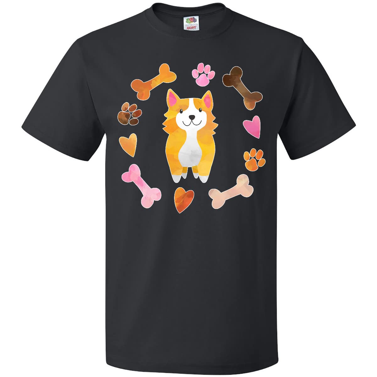 Inktastic Cute Corgi Puppy Valentine's Day T-Shirt with Hearts and Bones - Perfect for Dog Lovers, Valentine's Gifts & Casual Wear