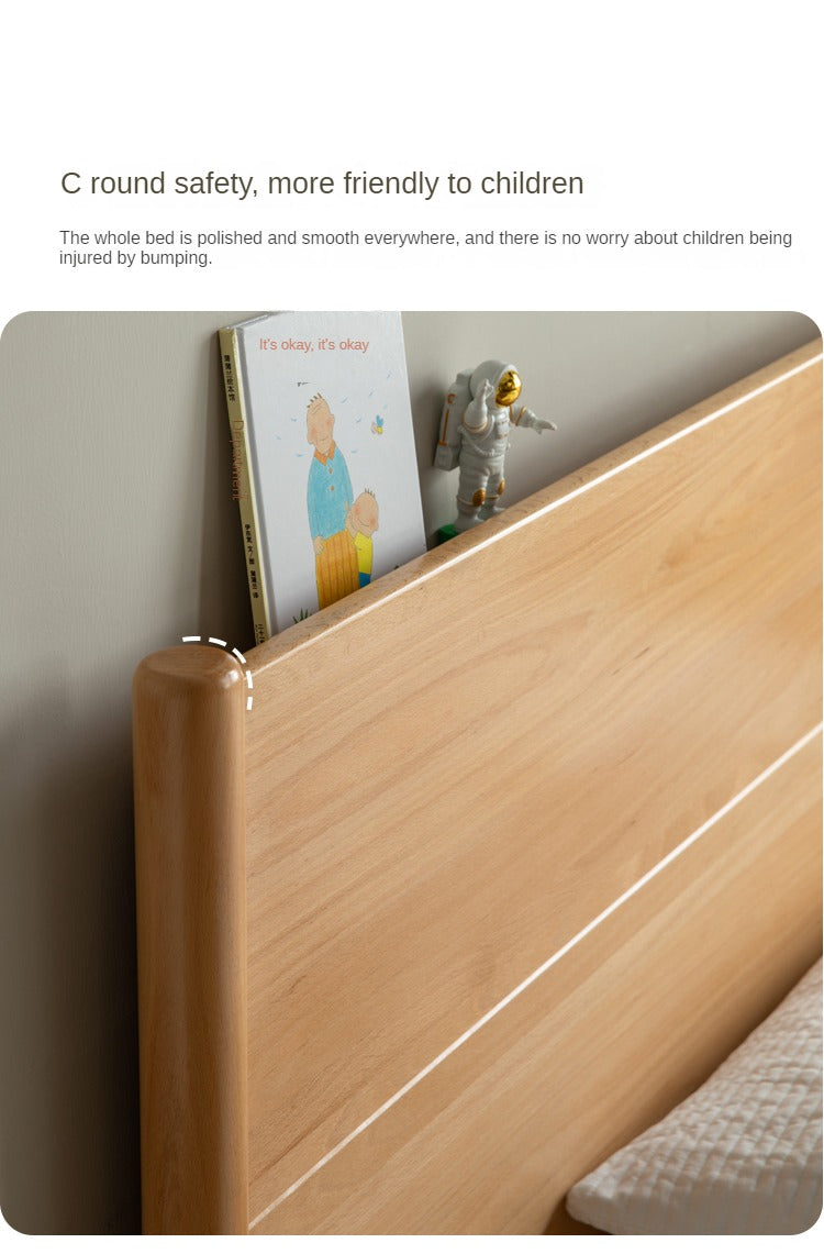 Solid Wood Kids Bed - Beech or Oak Frame - Soft Single Bed for Toddlers & Children - Perfect for Bedrooms, Daycare, or Guest Rooms