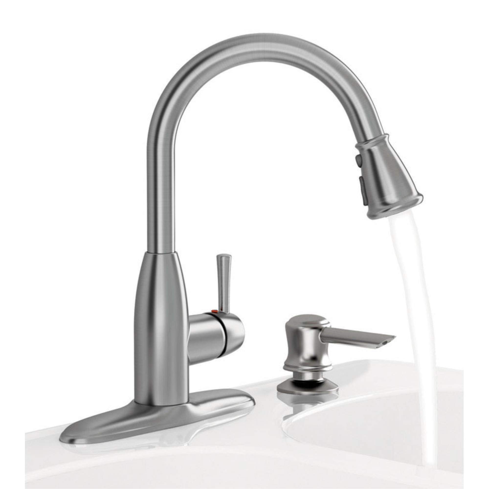 American Standard 9012301.075 McKenzie Pull Down Kitchen Faucet with Soap Dispenser, Stainless Steel - Commercial Grade for Restaurants & Large Kitchens (Pack of 22)