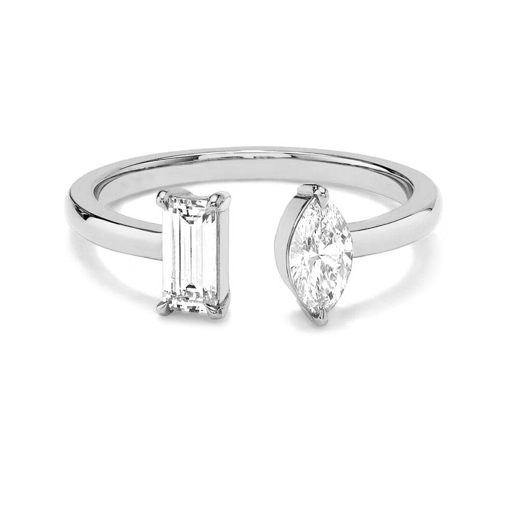 Lab Grown Diamond Toi et Moi Promise Ring - Baguette & Marquise Cut Engagement Ring for Women | Anniversary, Proposal, Wedding Gift Idea
