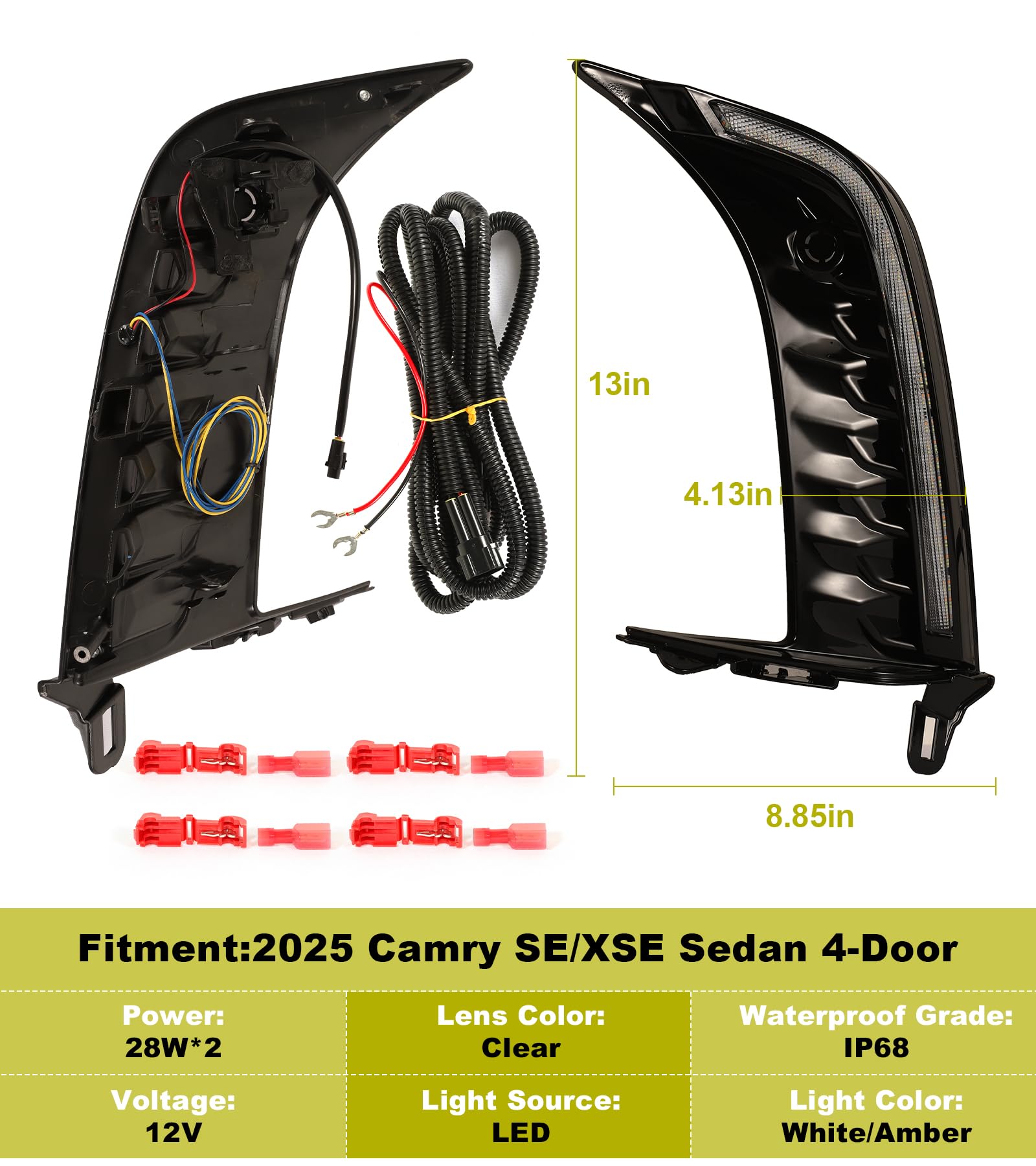 2025 Toyota Camry SE XSE DRL Fog Lights with Turn Signals - 9th Generation Camry Accessories | Daytime Running Lights & Front Bumper Accent Lights (Not Fit LE XLE) | Perfect for Night Driving & Custom Car Styling