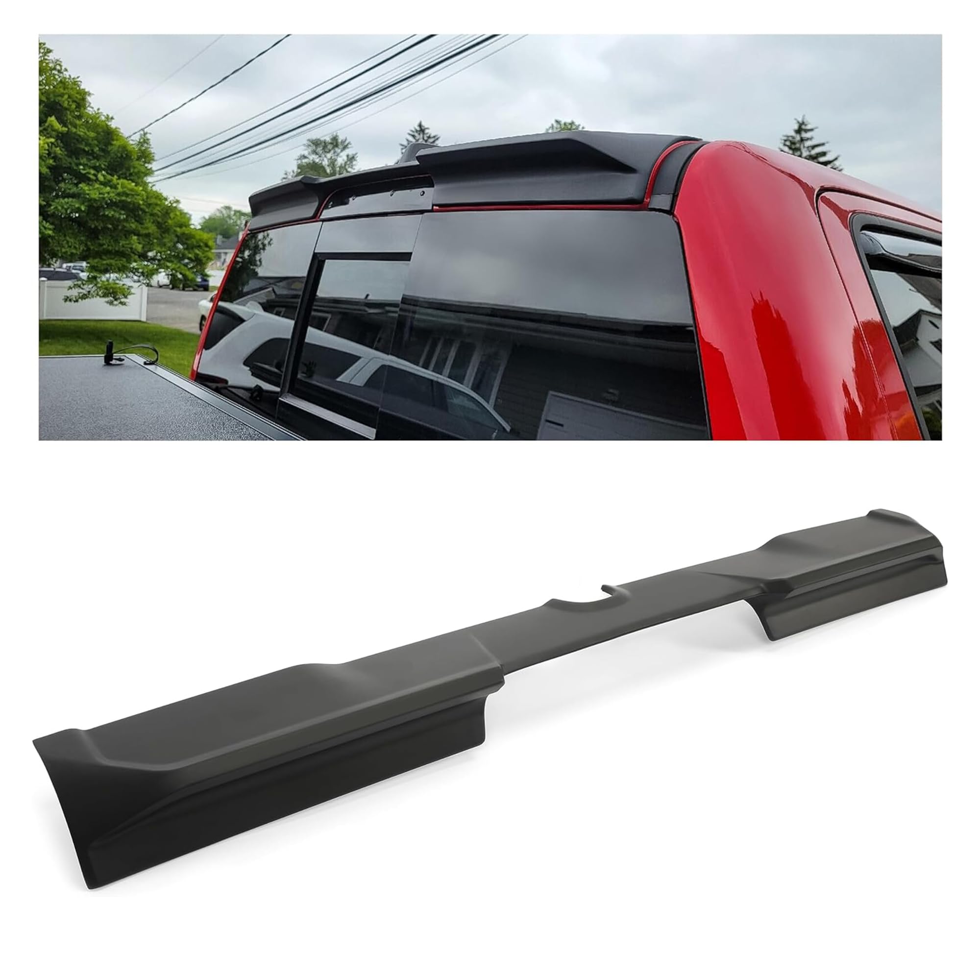 KUAFU Rear Roof Spoiler for 2019-2024 Dodge RAM 1500 Crew Cab | Black Truck Spoiler Wing | Enhances Aerodynamics & Style | Perfect for Pickup Truck Customization & Street Performance