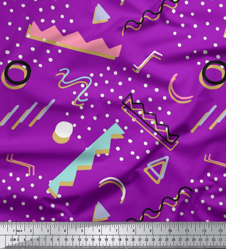 Soimoi Moss Georgette Purple Fabric by The Yard - 42 Inch Wide Abstract Dots Print Fabric for Dresses, Curtains & DIY Crafts - Artistic Contemporary Floral Pattern Fabric for Sewing Projects