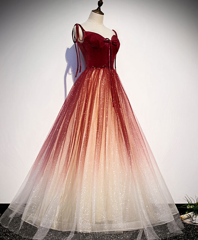 Elegant Burgundy Sweetheart Neckline Tulle Long Prom Dress for Women - Perfect for Evening Gala, Homecoming Dance & Formal Events