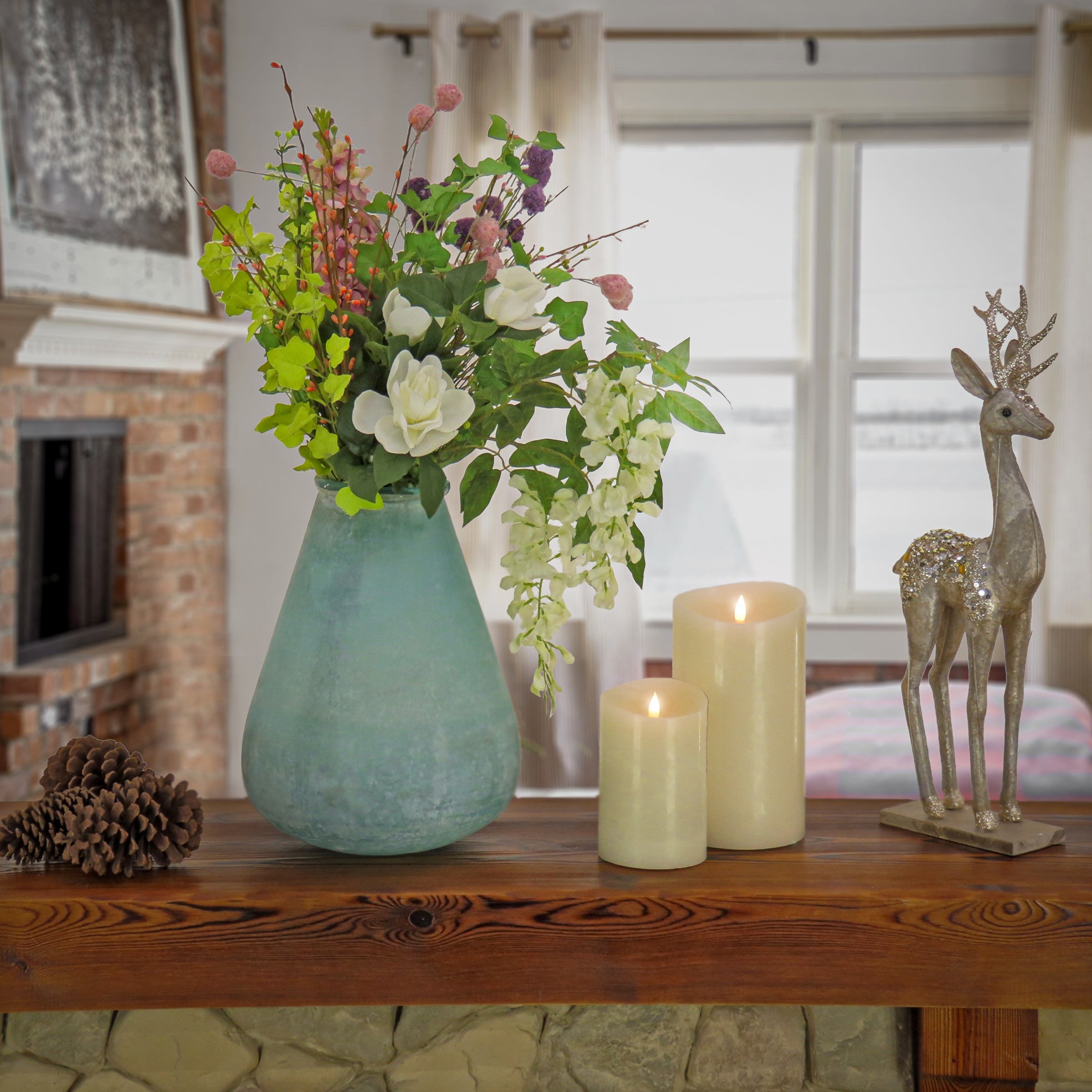 13-inch HGTV Home Collection Buried Vase in Turquoise - Perfect for Home Decor, Wedding Centerpieces & Garden Accents