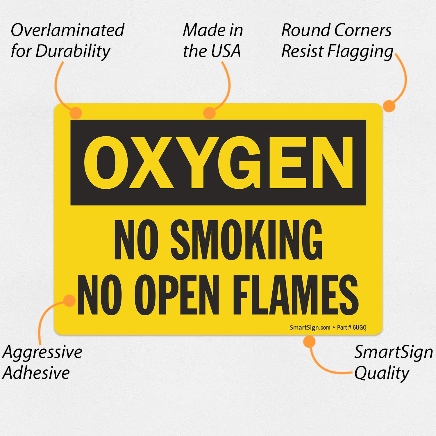 SmartSign 'Oxygen - No Smoking, No Open Flames' Warning Label | 3.5