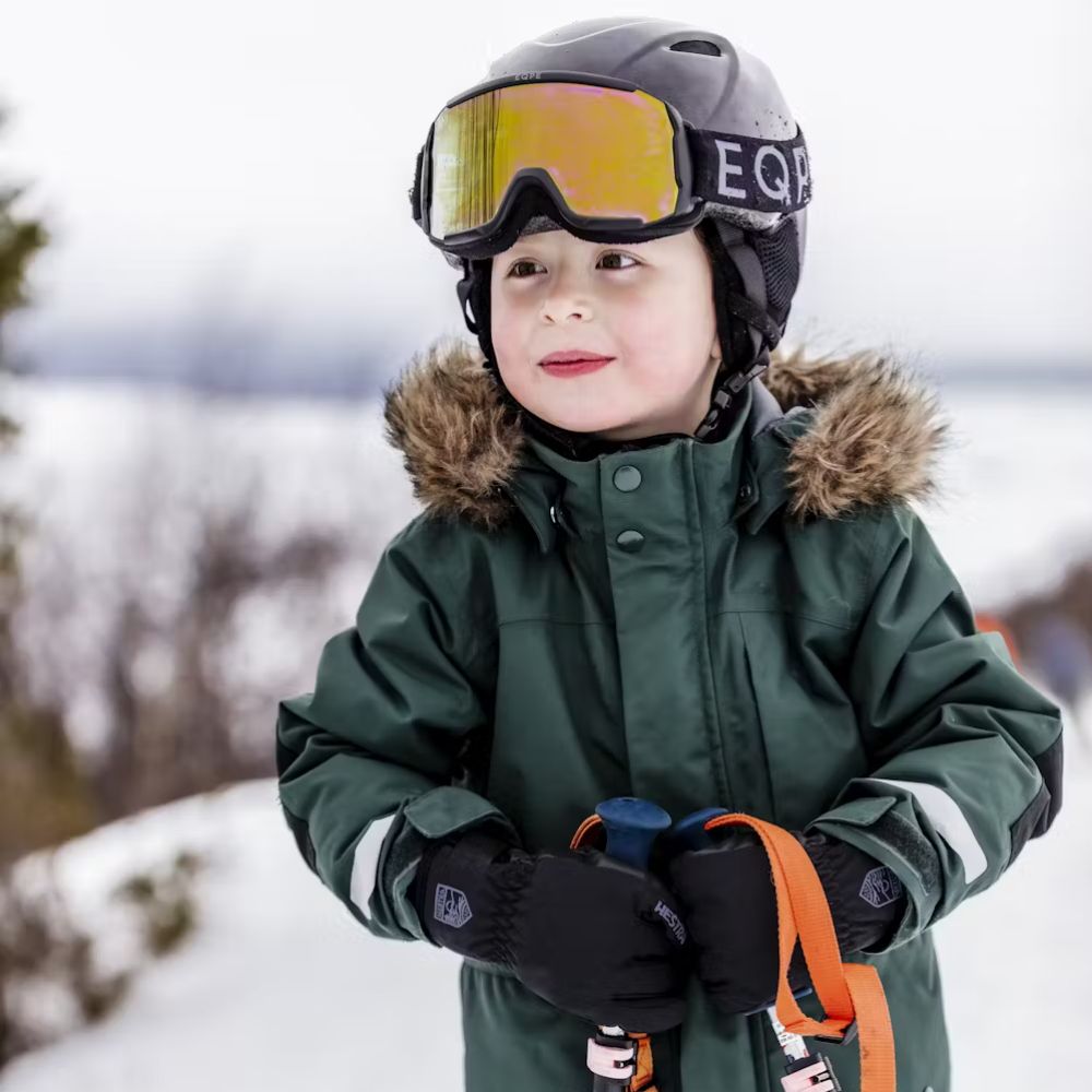 Hestra Ferox Primaloft Kids Ski Gloves - Waterproof Winter Gloves for Boys & Girls - Black (32990) - Perfect for Snowboarding, Sledding & Cold Weather Activities