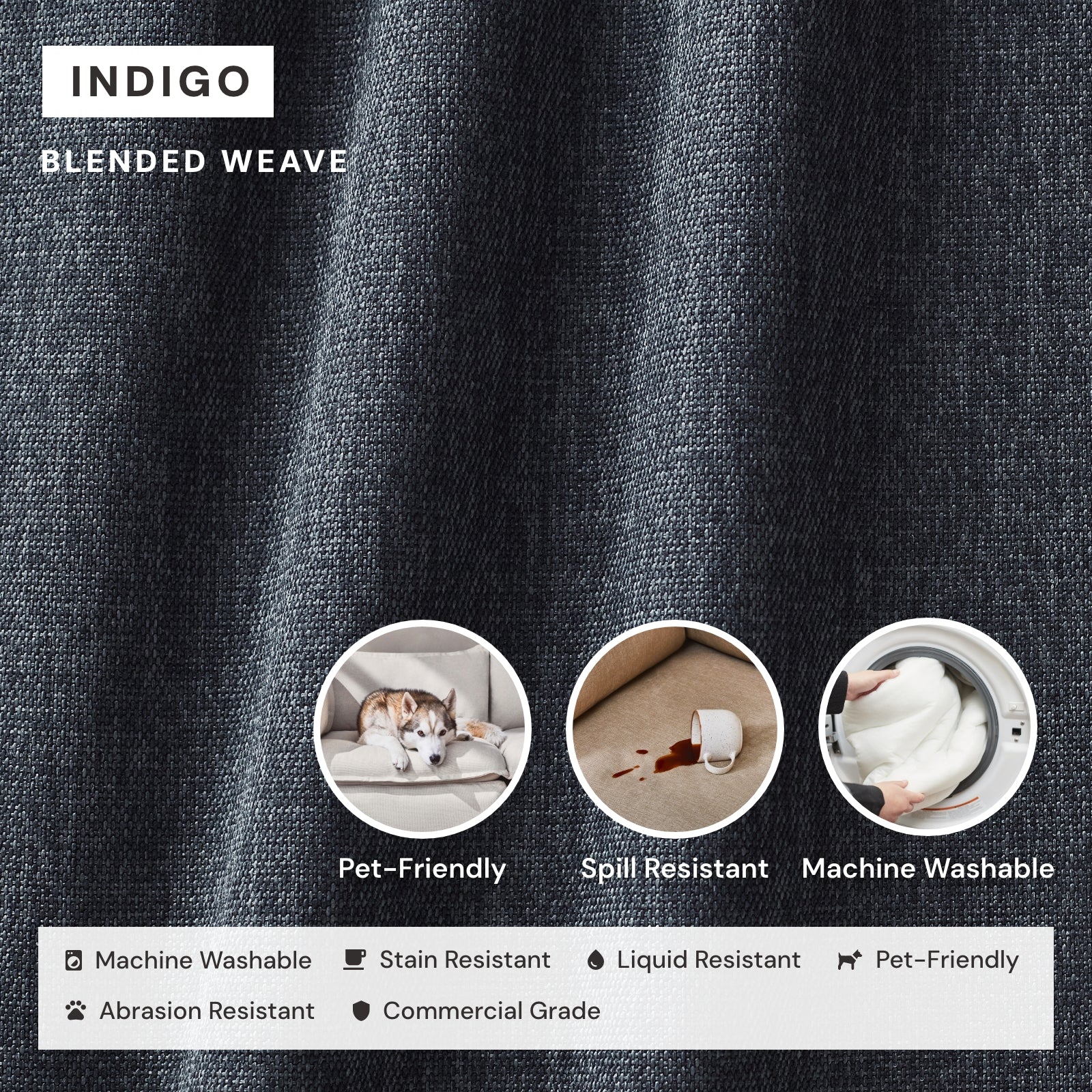 Premium Comfort Layer Set for Modular Sofa | Soft Blended Weave in Indigo Blue | Perfect for Living Room, Bedroom & Home Theater Seating