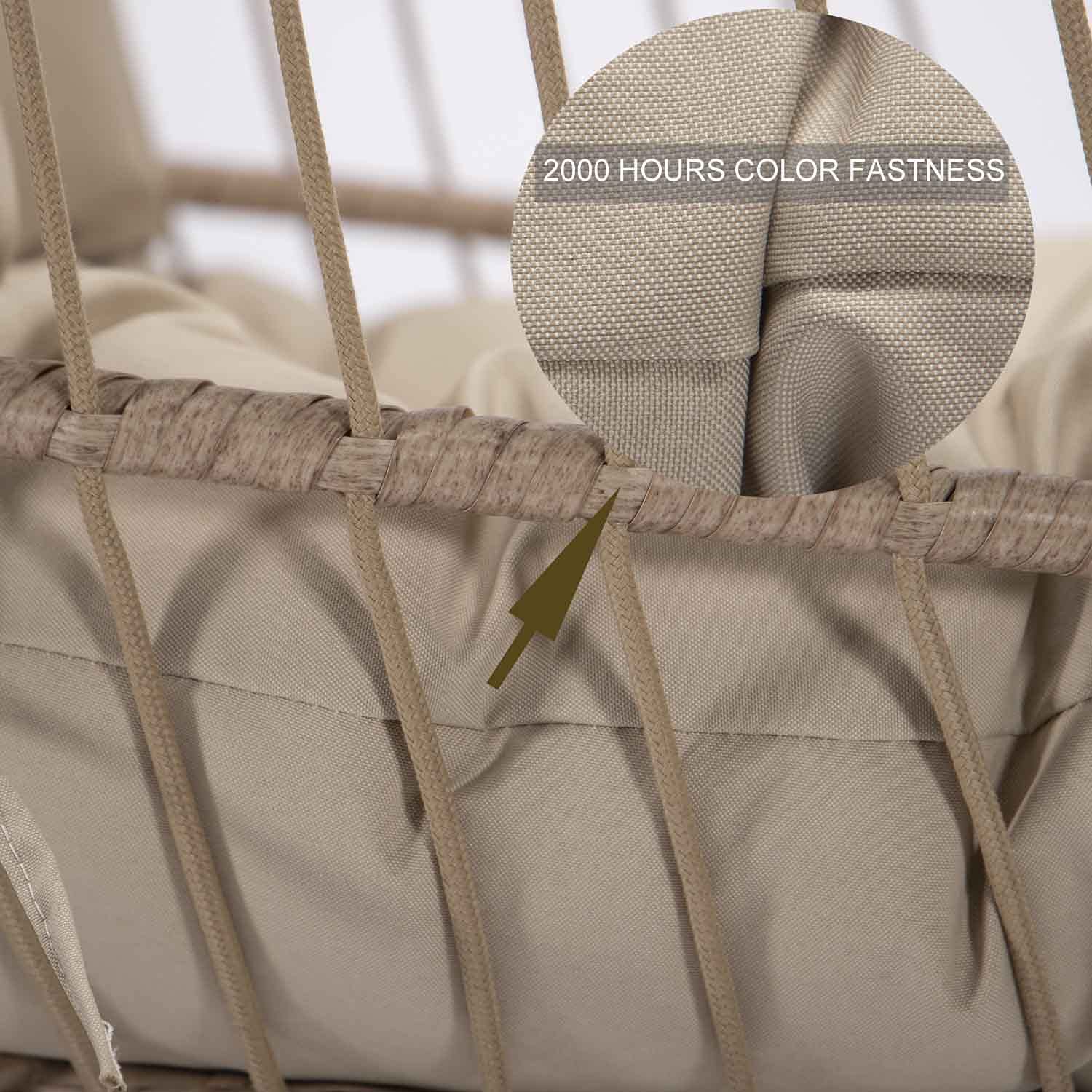 NICESOUL Indoor/Outdoor Wicker Hanging Egg Chair with Stand - 350lbs Capacity Patio Swing Hammock with Cushions & Cover - Sturdy Porch Swing for Backyard, Balcony, Garden (Beige) - Perfect for Relaxing, Reading & Lounging