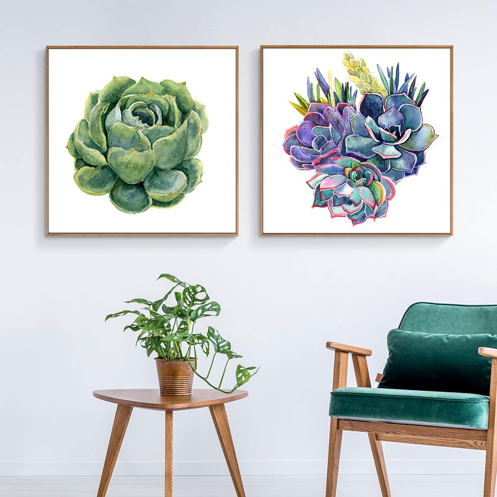 Floating Framed Canvas Wall Art - Green Plant & Cactus Prints (24