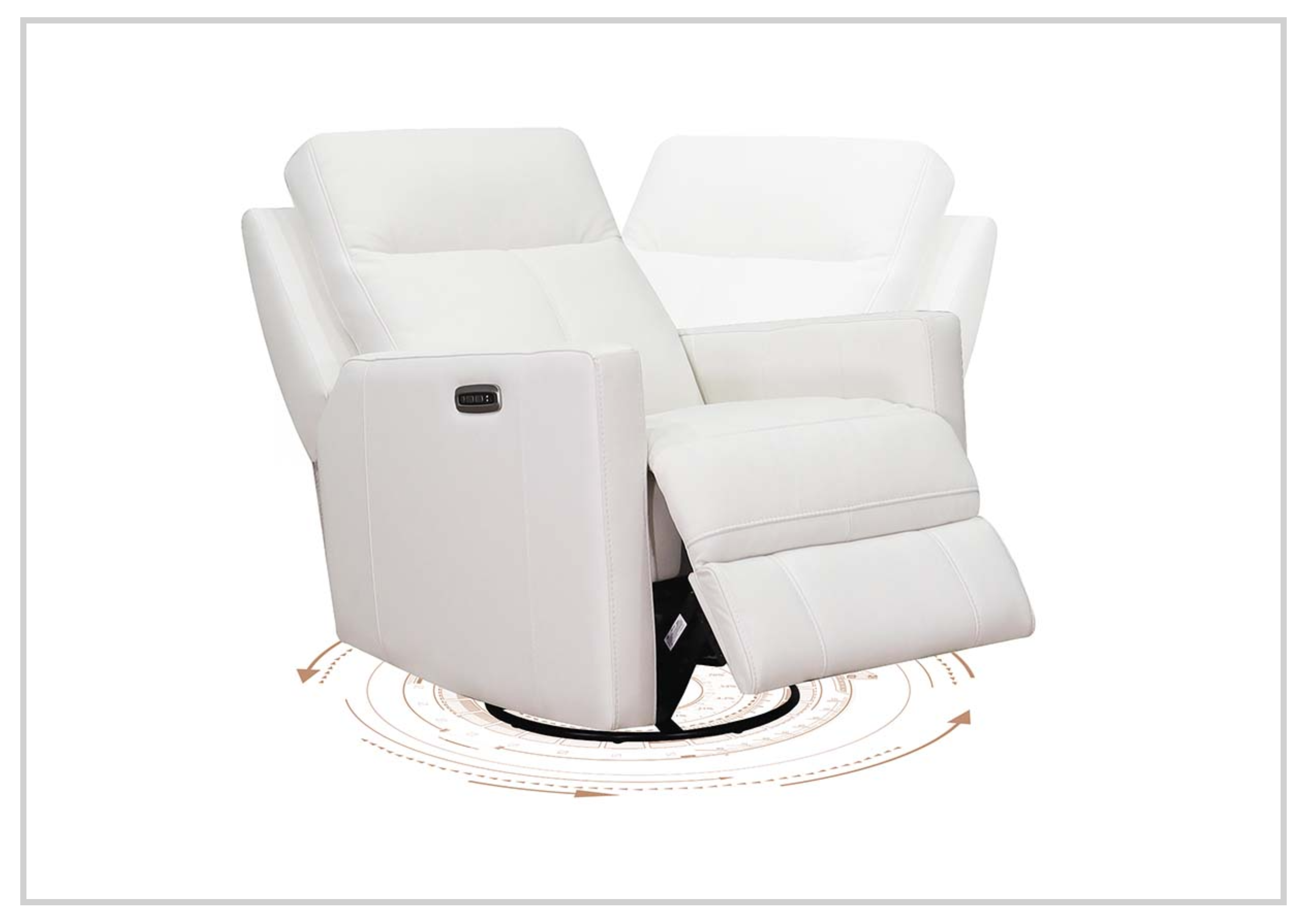Hydeline Vienna Power Swivel Glider Recliner Chair with Adjustable Headrest - Genuine Leather Living Room Seating for Home Theater, Gaming & Relaxation