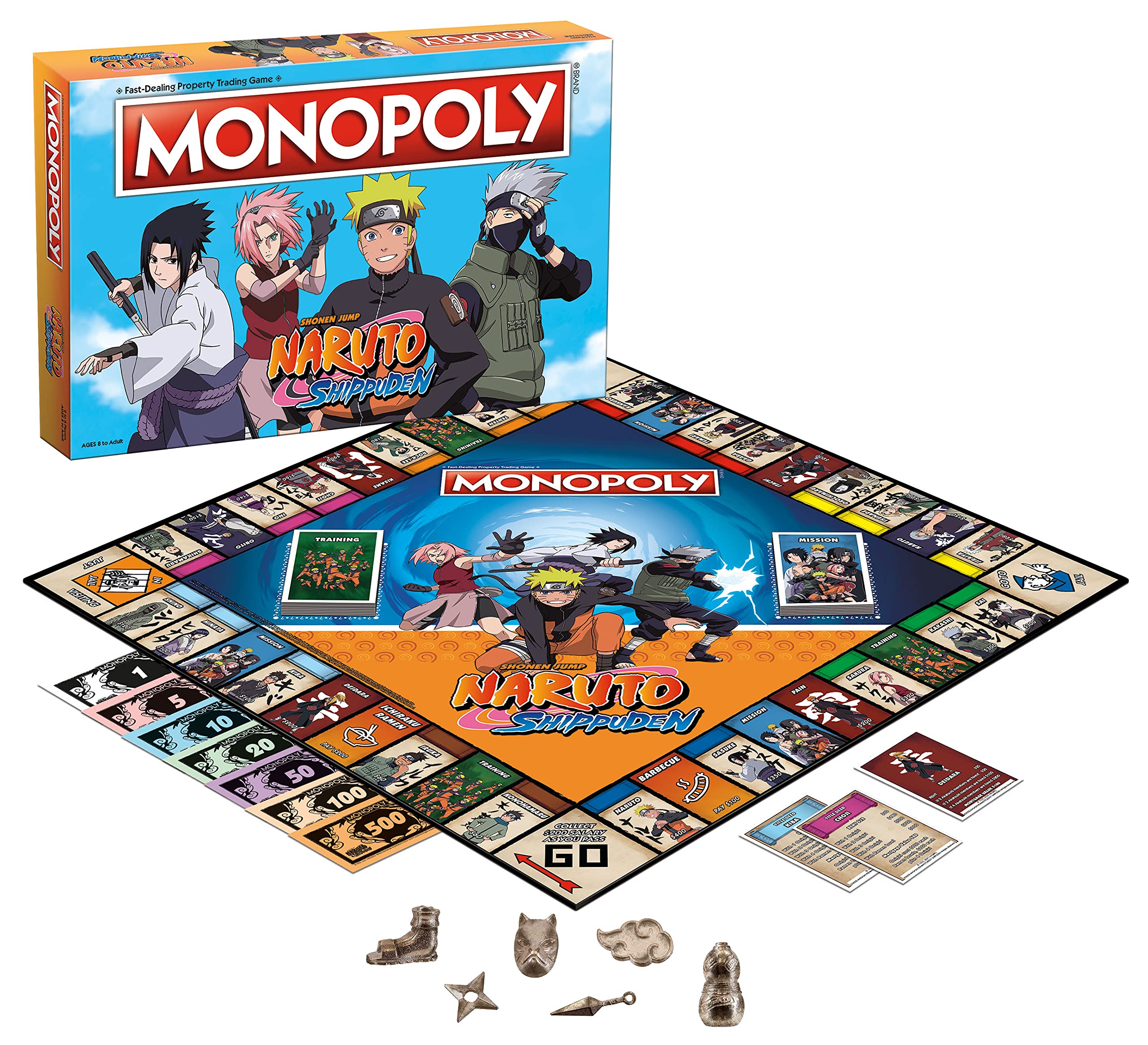 Naruto Monopoly Board Game by USAOPOLY | Collectible Edition Featuring Iconic Locations & Scenes from Popular Japanese Manga Anime | Perfect for Anime Fans, Family Game Nights & Birthday Gifts