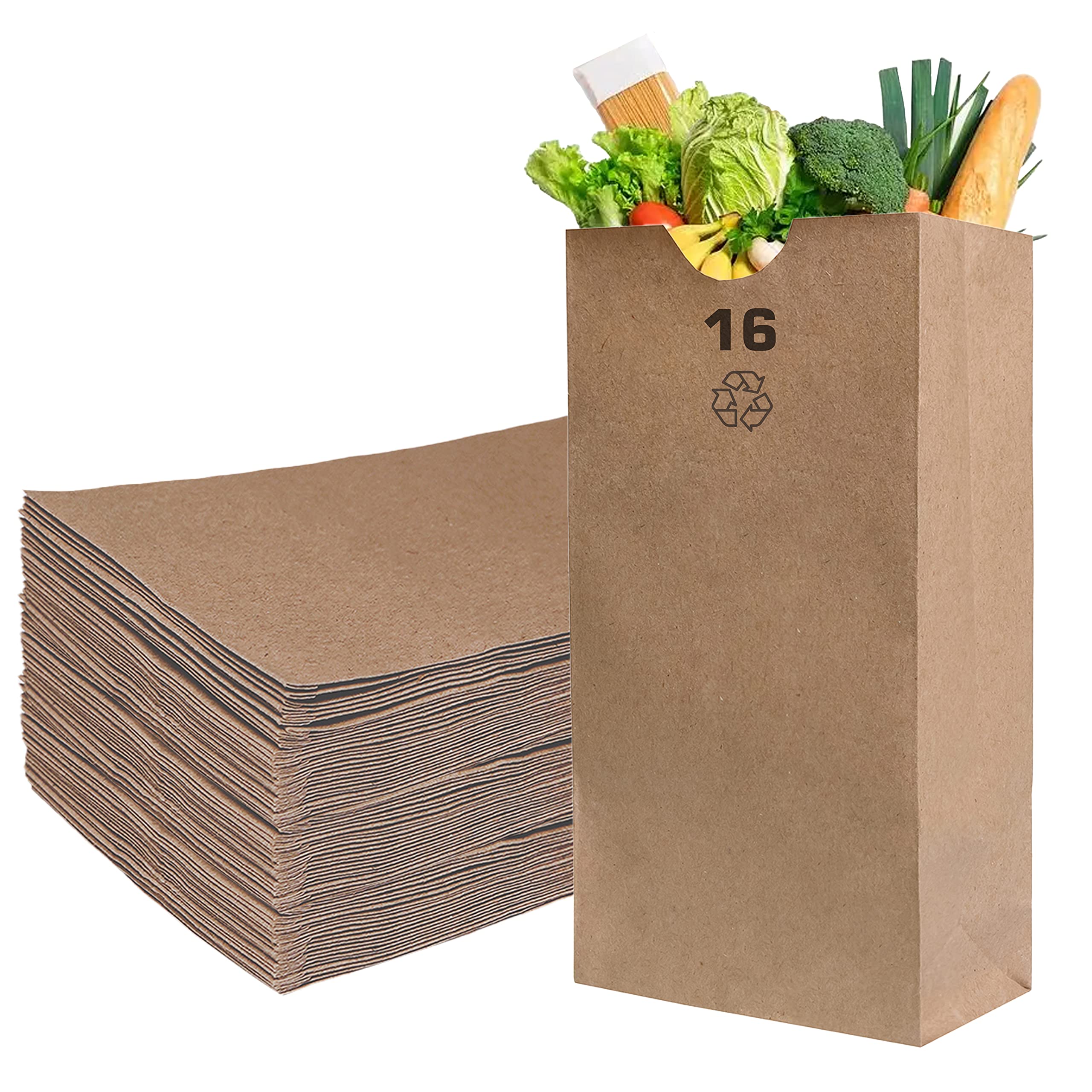 EcoQuality 2500 Brown Kraft Paper Bags (16 lb) - Small Recyclable Lunch Bags for Snacks, Gifts, Groceries, Merchandise & Parties - 7 3/4 x 4 13/16 x 16 Inches - Perfect for Takeout, Picnics & Eco-Friendly Shopping