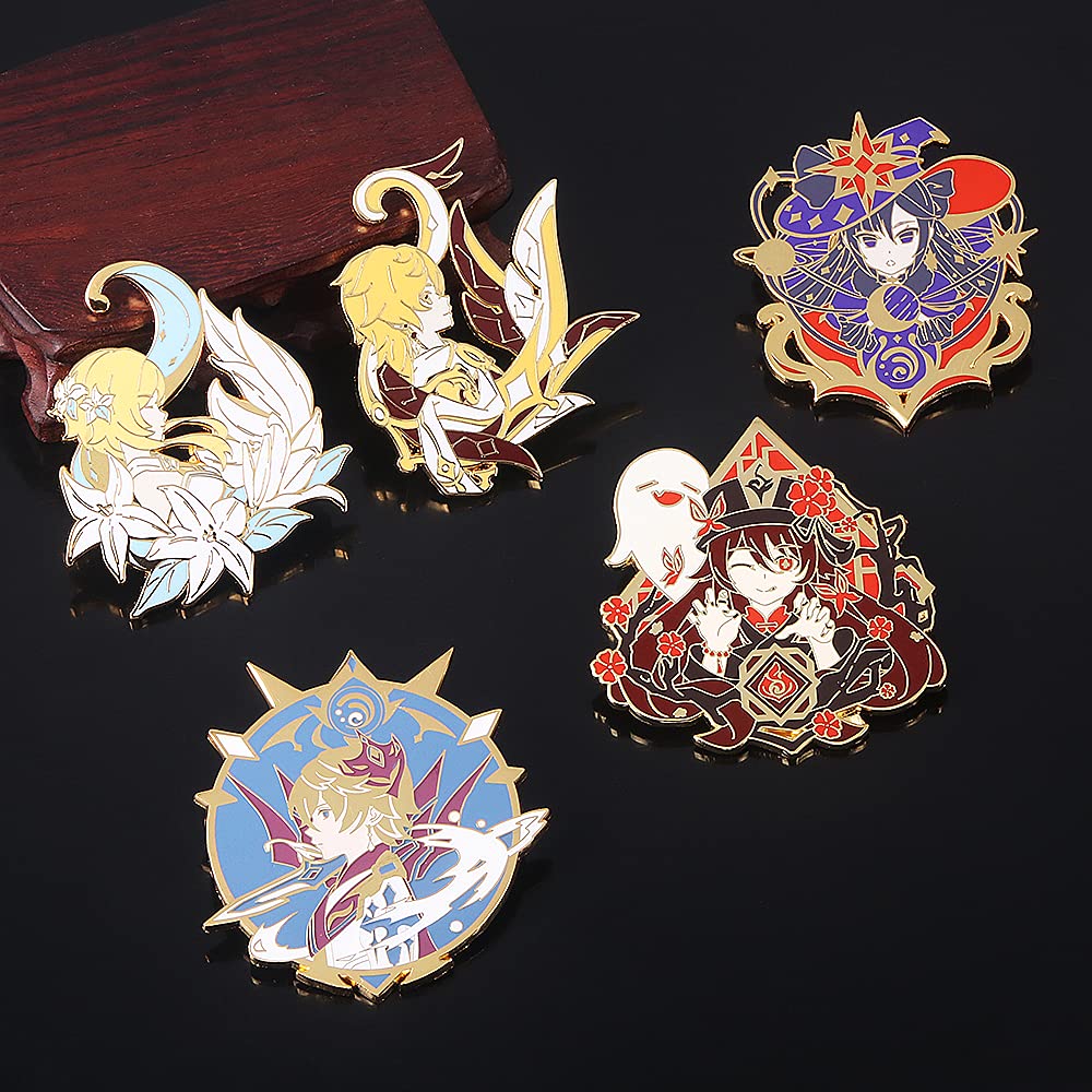 Genshin Impact Hu Tao Brooch Pin - Anime Cosplay Enamel Lapel Pin - Perfect Gift for Fans, Women & Girls - Great for Cosplay, Collecting & Fashion Accessories