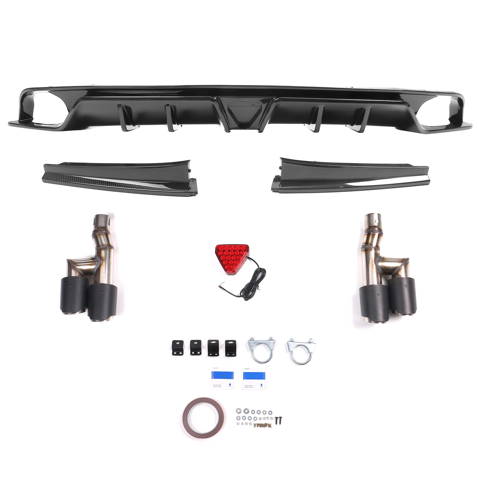 IKON MOTORSPORTS Rear Diffuser for 2022-2024 Honda Civic 11th Gen EX/Touring/Si - Carbon Fiber Style PP Bumper Lip Body Kit Replacement | Aggressive Styling Upgrade for Street Racing & Car Shows