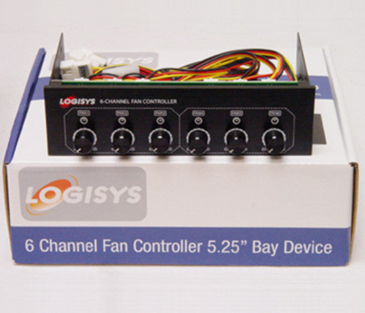 Logisys FP600BK 6 Channel PC Fan Controller - Adjustable Speed Cooling System for Gaming PC, Workstation, and Server Use