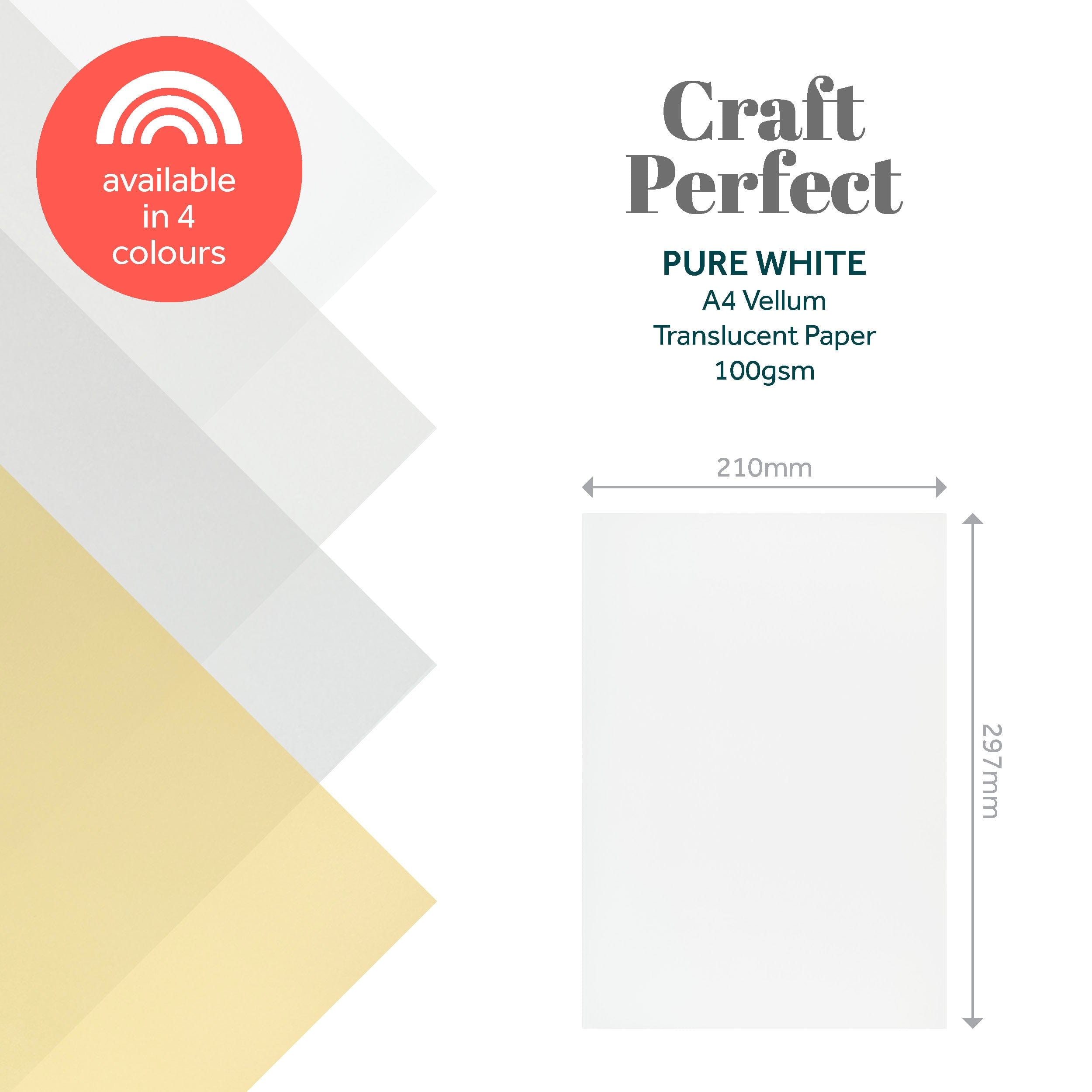 Premium Multipack of 2 Vellum Paper Sheets - Pure White A4 Size (210x297mm) - Acid-Free Translucent Paper for Scrapbooking, Invitations & Craft Projects - 9997E2