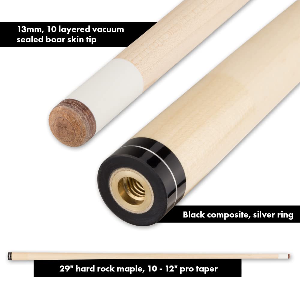Premium Black & White Billiards Pool Cue Stick with Crown Points - Professional Tournament & Home Game Accessory for Players & Collectors
