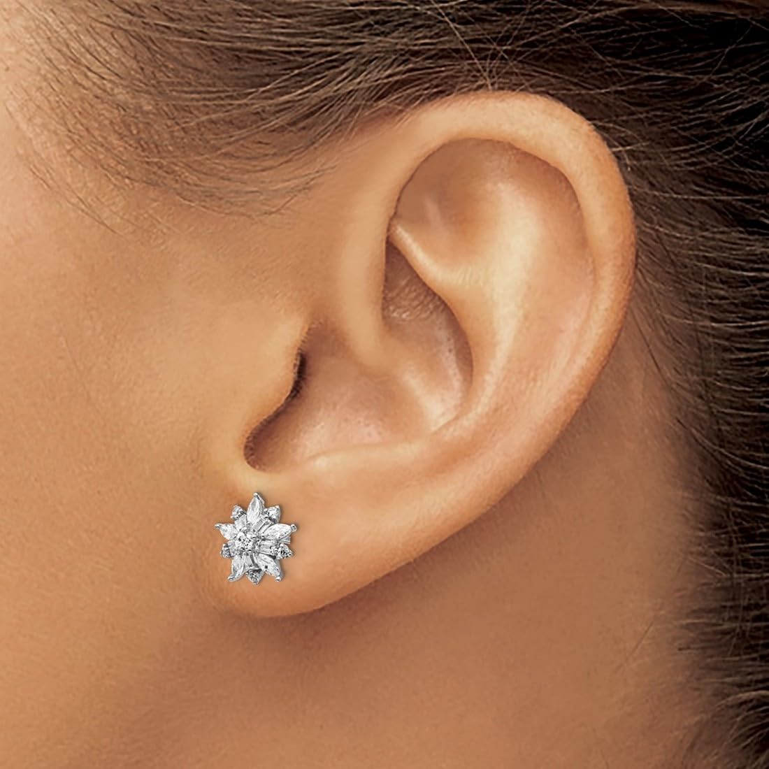 925 Sterling Silver CZ Cubic Zirconia Simulated Diamond Stud Earrings for Women - 9.13x9.32mm Wide Hypoallergenic Post Earrings | Perfect for Weddings, Parties & Everyday Elegance