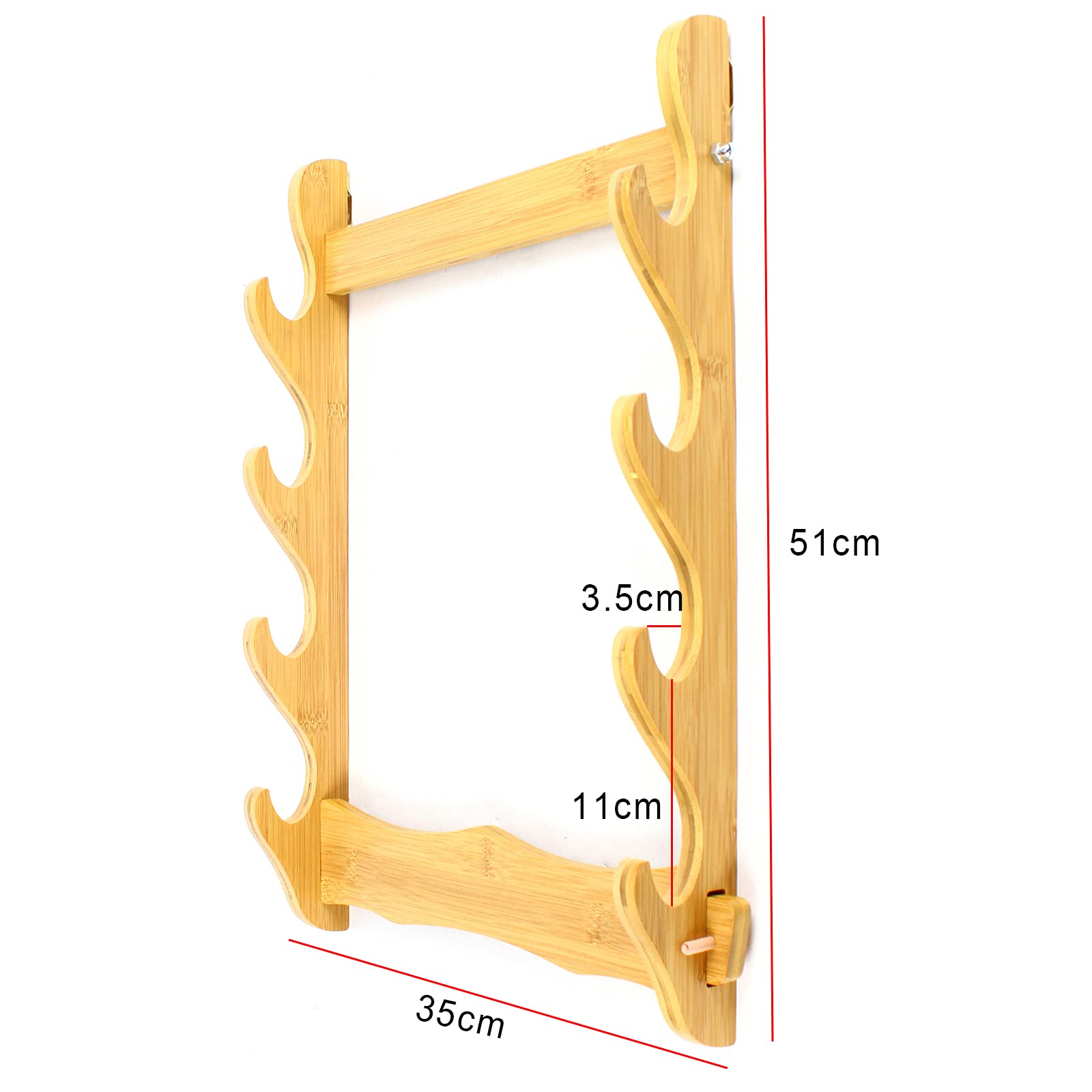 4-Layer Bamboo Display Stand - Wall Mount Storage Rack for Katana, Flute, Lamps & Home Decor | Space-Saving Organizer for Bedroom, Living Room & Office