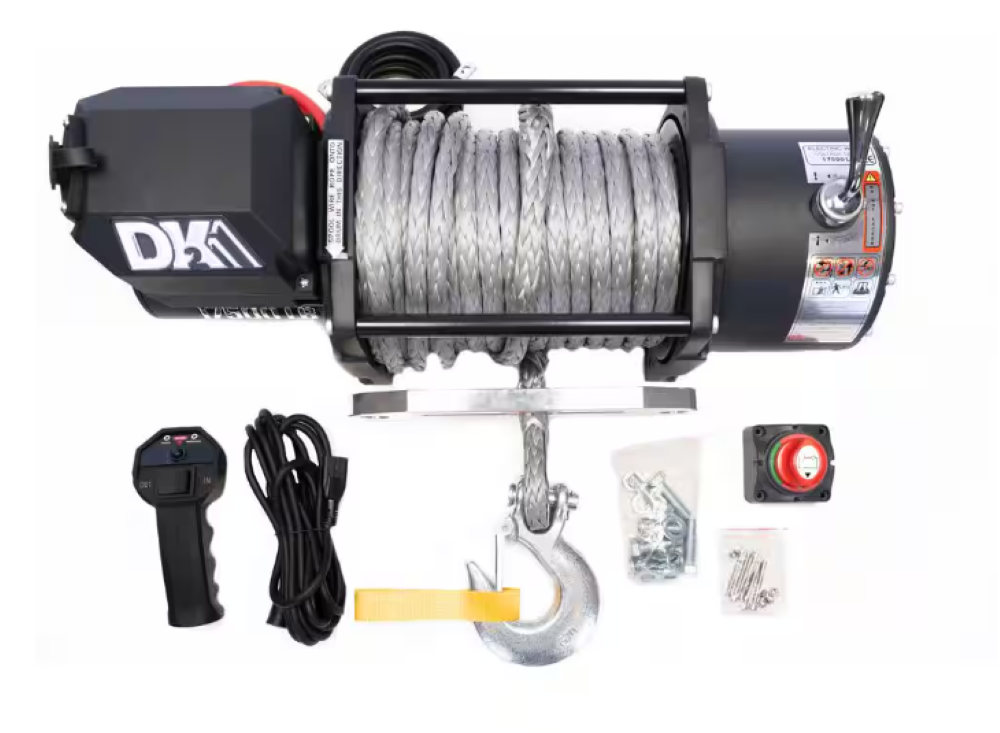 DK2 S17500 SR Heavy Duty Electric Winch 17,500 lbs Capacity with Synthetic Rope - Off-Road Recovery, Towing, Marine & Industrial Use