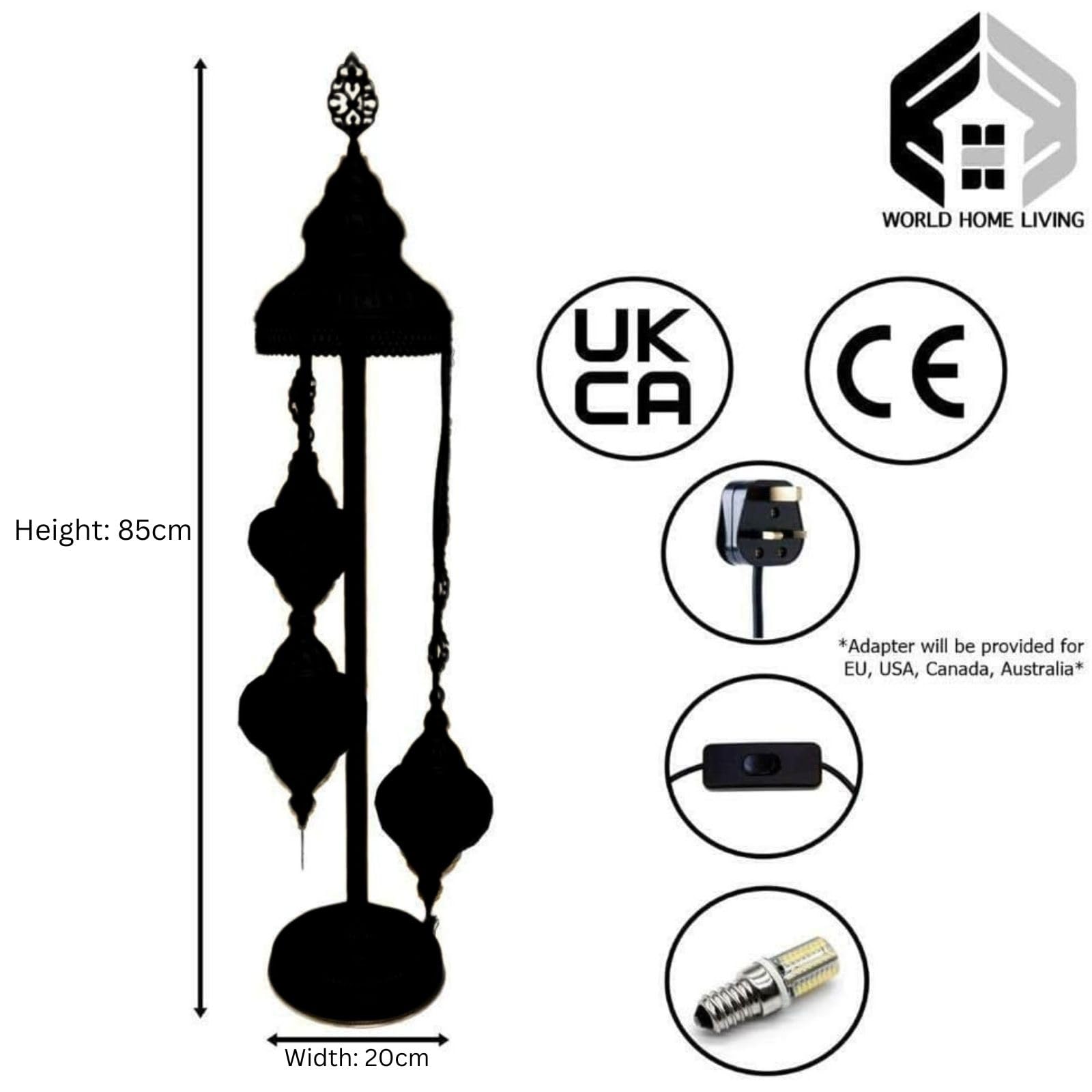Handmade Tiffany Style Glass Mosaic Floor Lamp - Moroccan Bohemian Home Decor Lighting for Living Room, Bedroom & Office