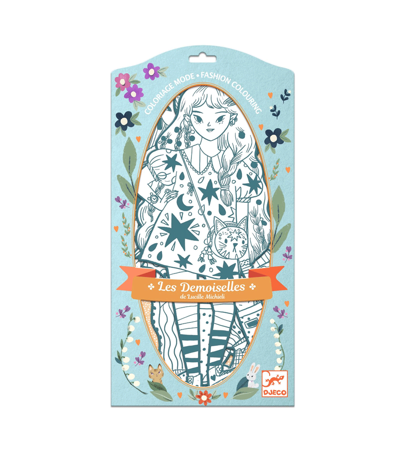 Angèle & Friends Les Demoiselles Fashion Coloring Book by Djeco - Creative Art Activity for Kids, Teens & Adults | Perfect for Relaxation, Birthday Gifts & Party Favors